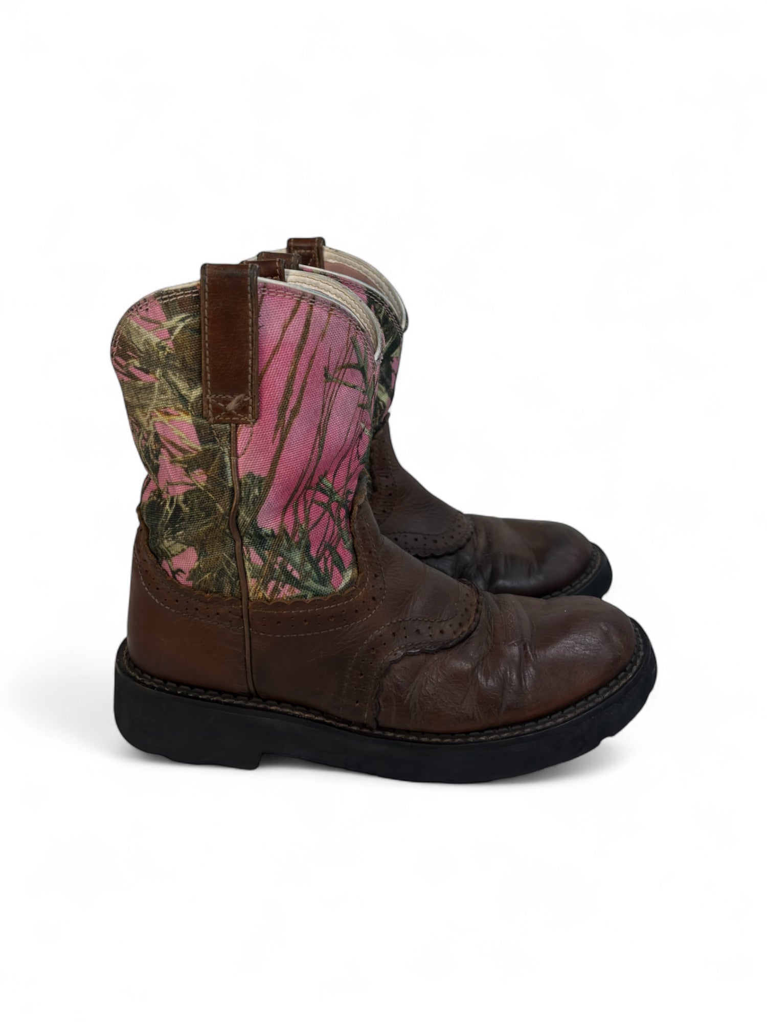 (7.5) Ariat Pink & Camo Cowboy Boots
