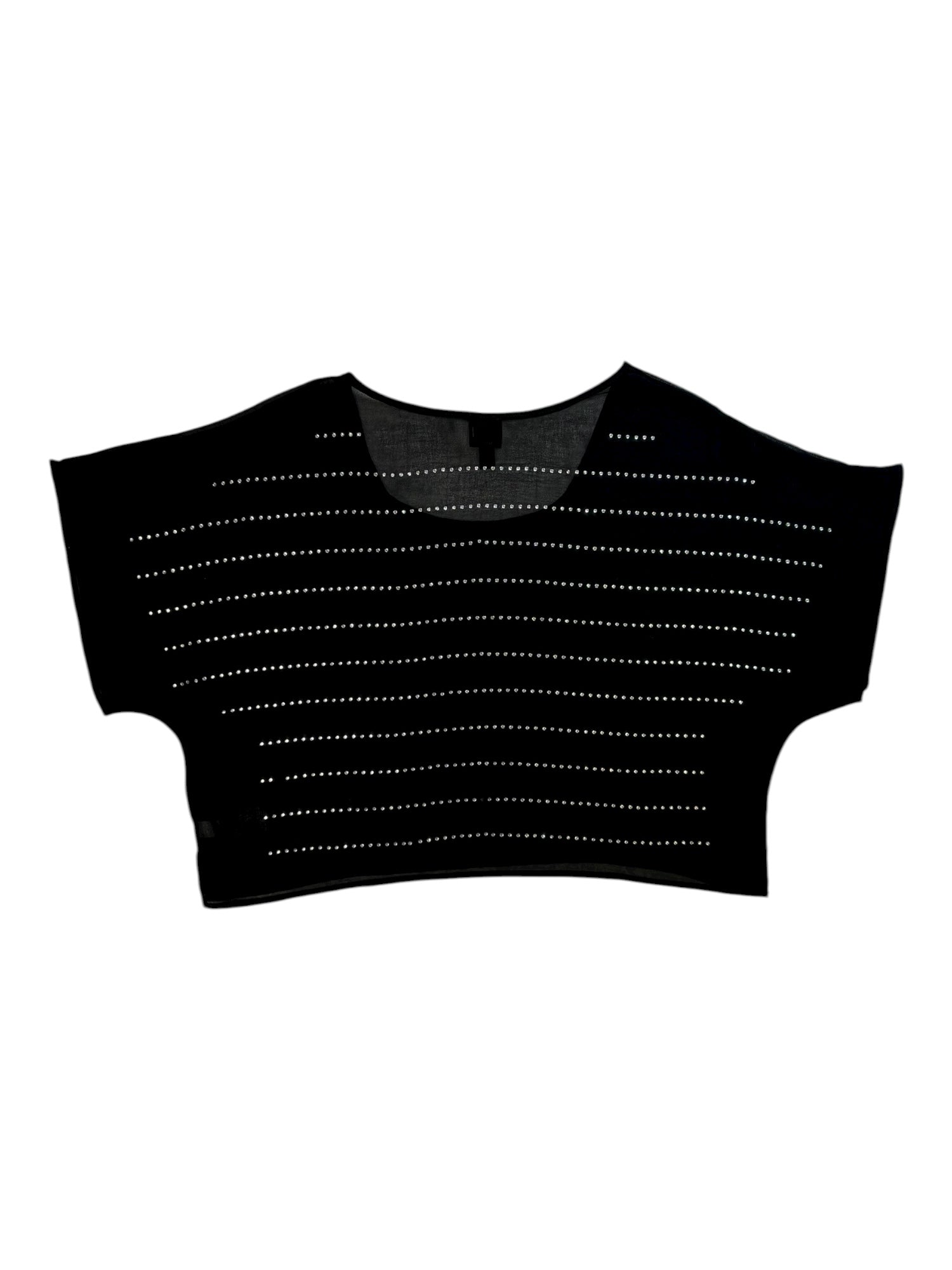 (M) Bebe Black Rhinestone Striped Top
