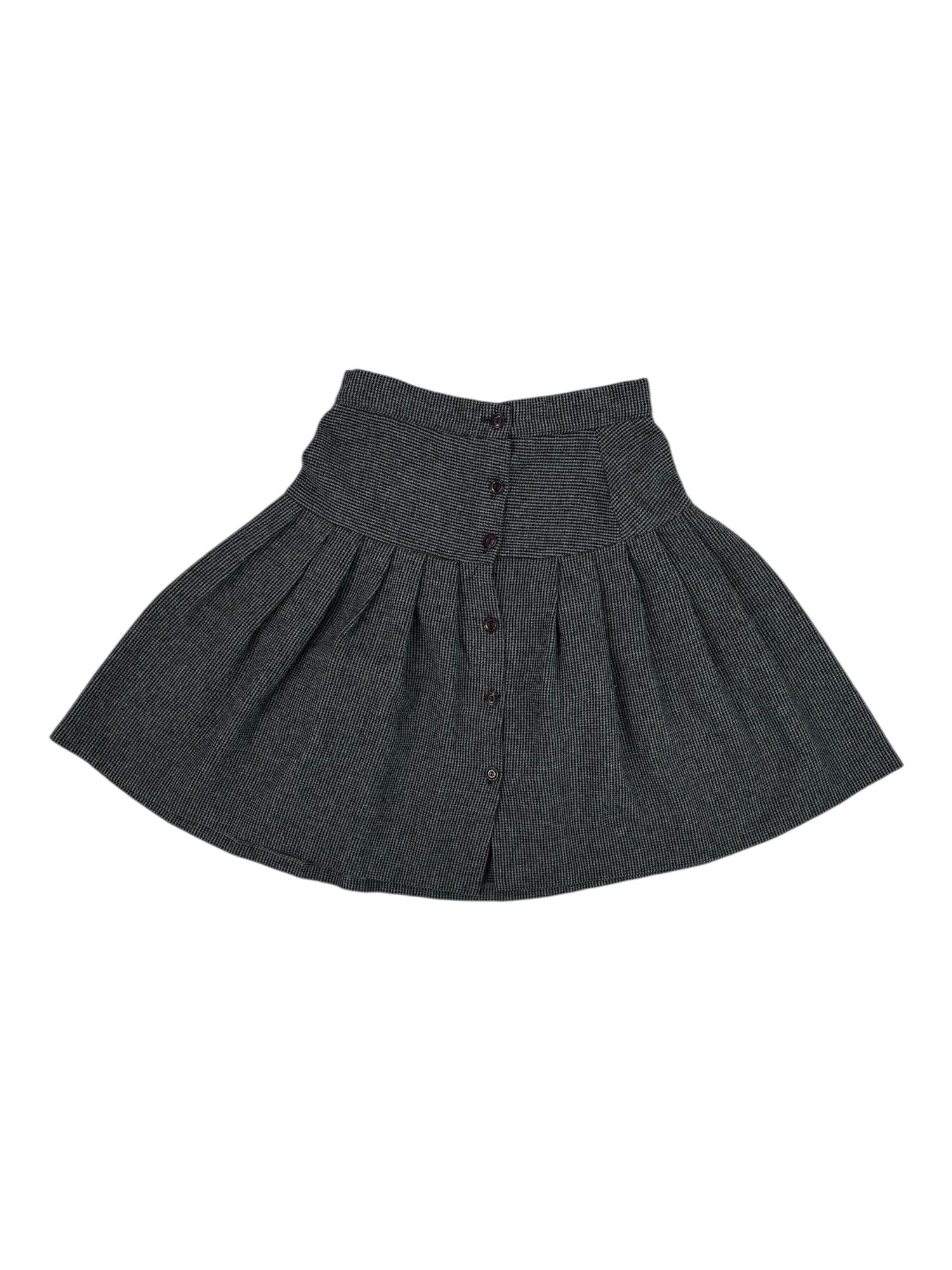 (XS) Black and Grey Tweed Mini Pleated Skirt