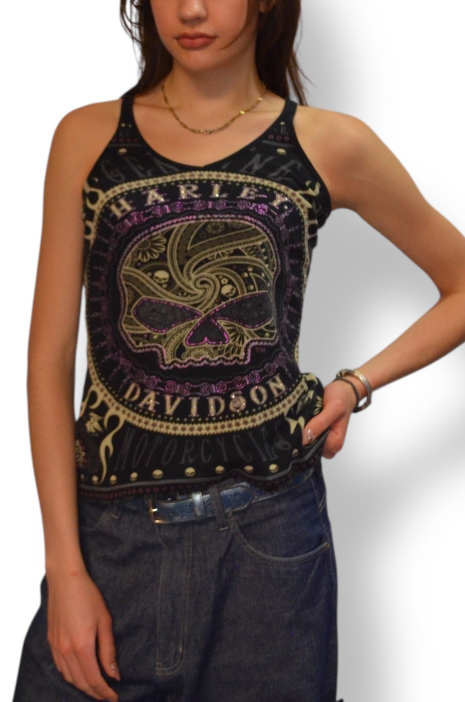 (M) Las Vegas Harley Davidson Skull Tank