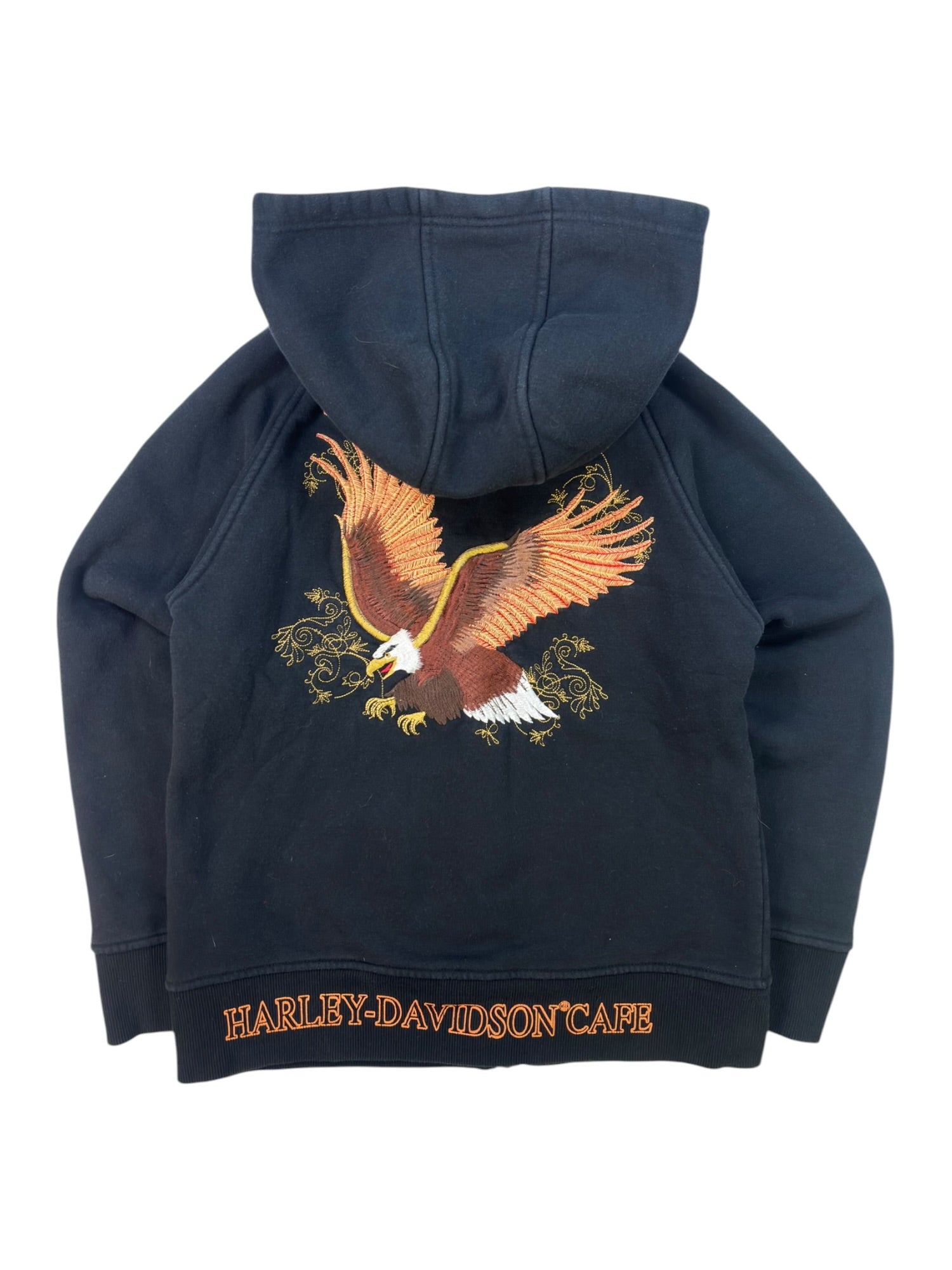 S) Harley Davidson Las Vegas Cafe Embroidered Eagle Zip Up Hoodie 