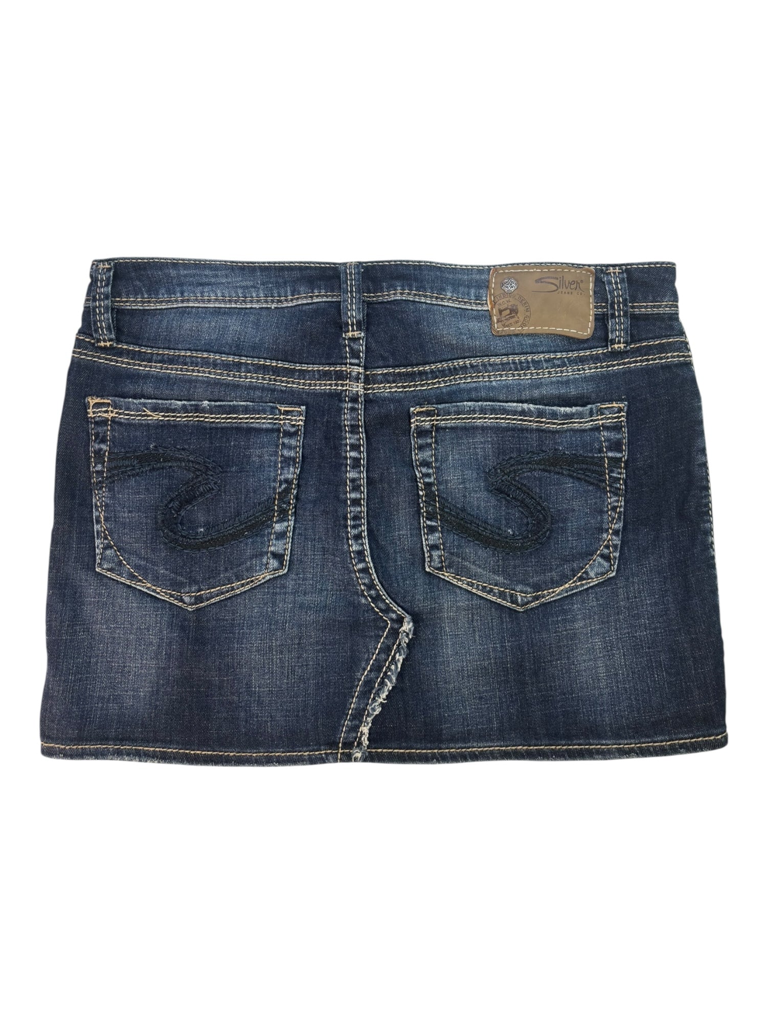 (30) Silver Denim Mini Skirt