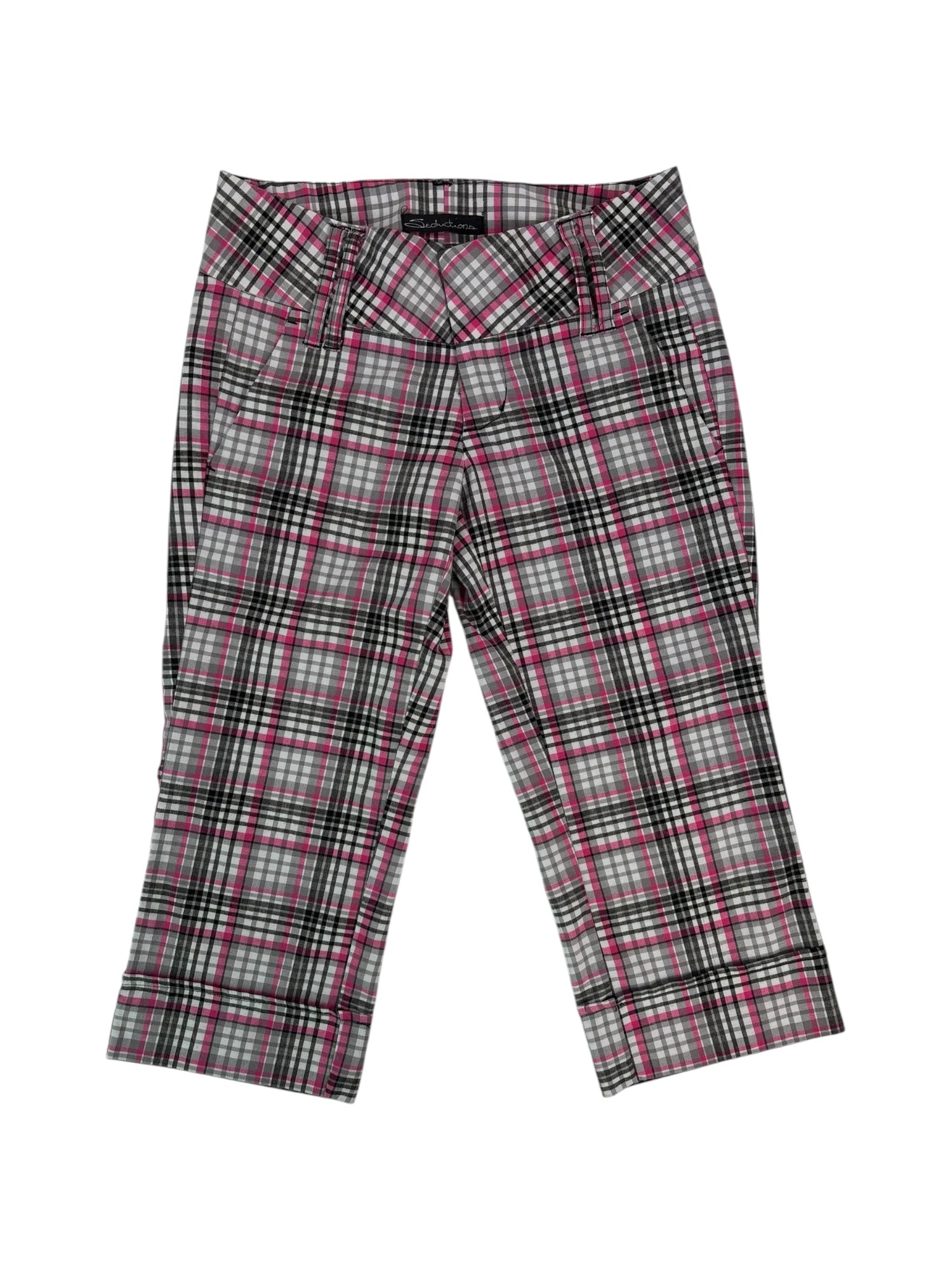 (27) Seductions Pink Plaid Capri Pants