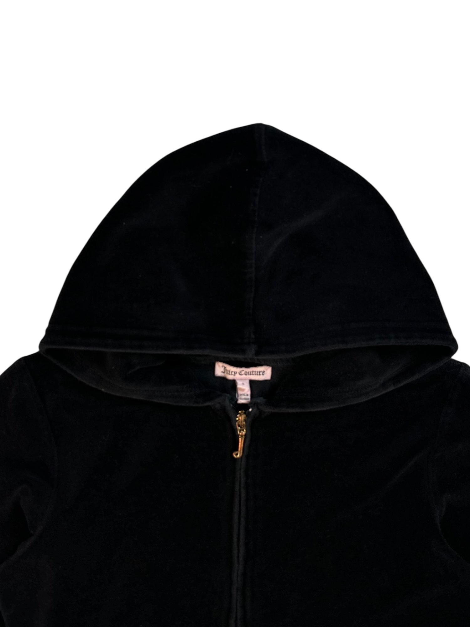 (XS/S) Black Embellished Juicy Couture Velour Zip-up Hoodie
