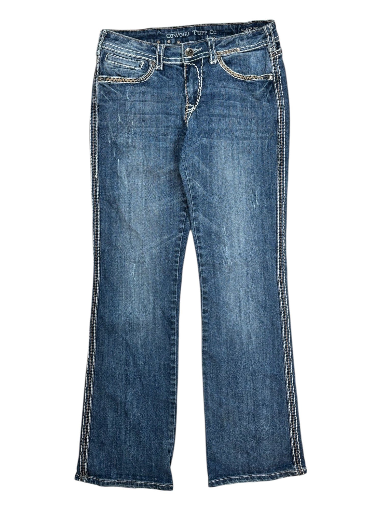 (29) Cowgirl Tuff Embellished Cross Jeans