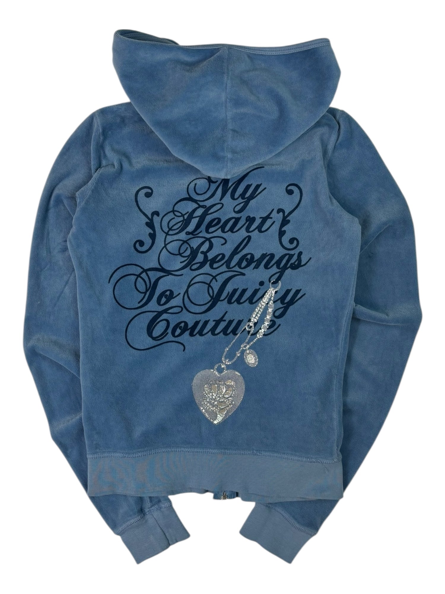 (XS) Light Blue Printed Juicy Couture Zip Up Hoodie