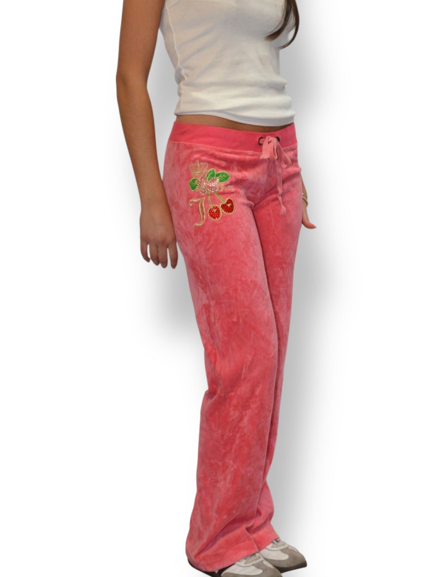 (XL) Pink Cherry Graphic Juicy Couture Velour Pants