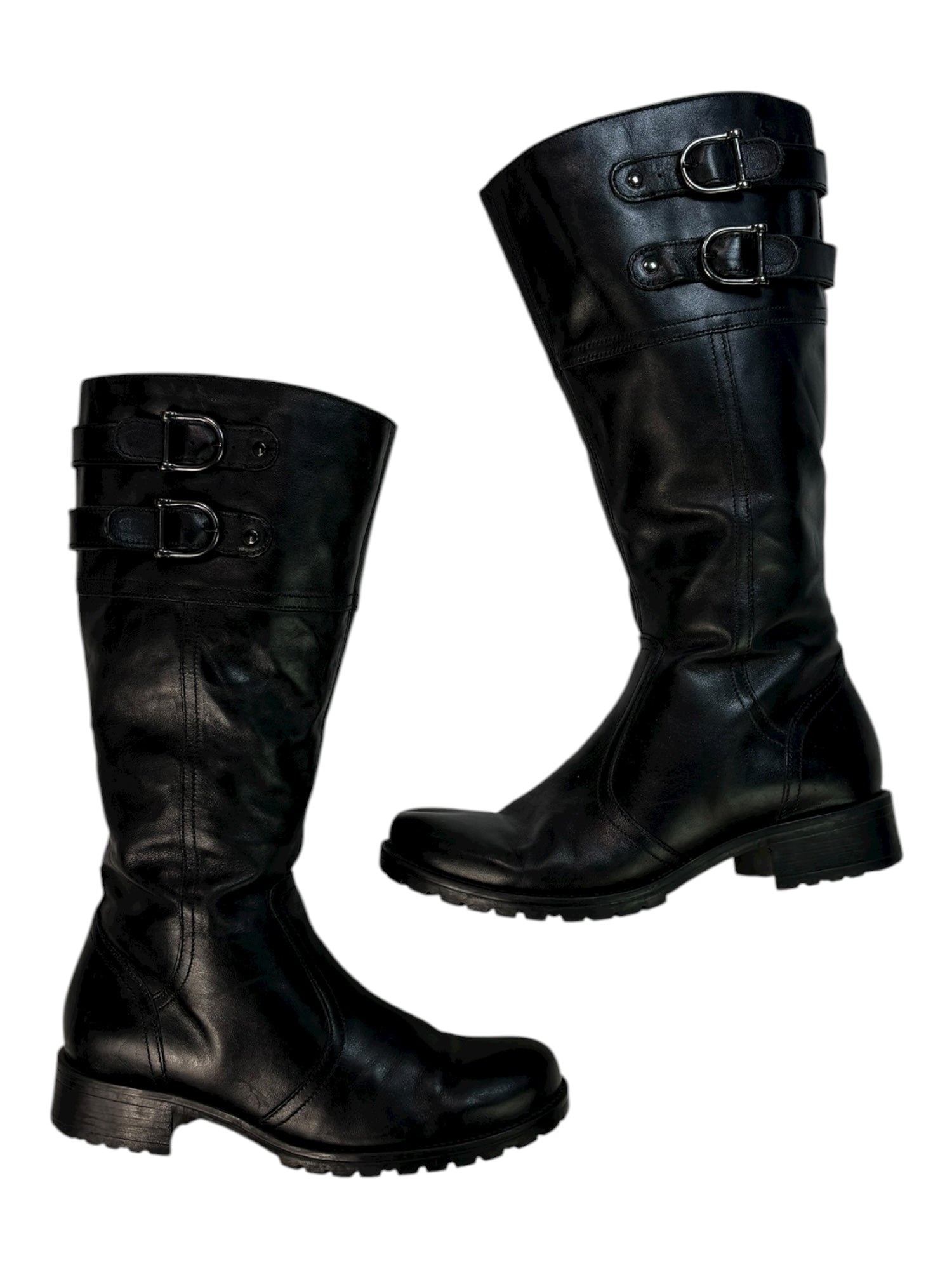 (7.5) Janet D. Black Moto Style Boots