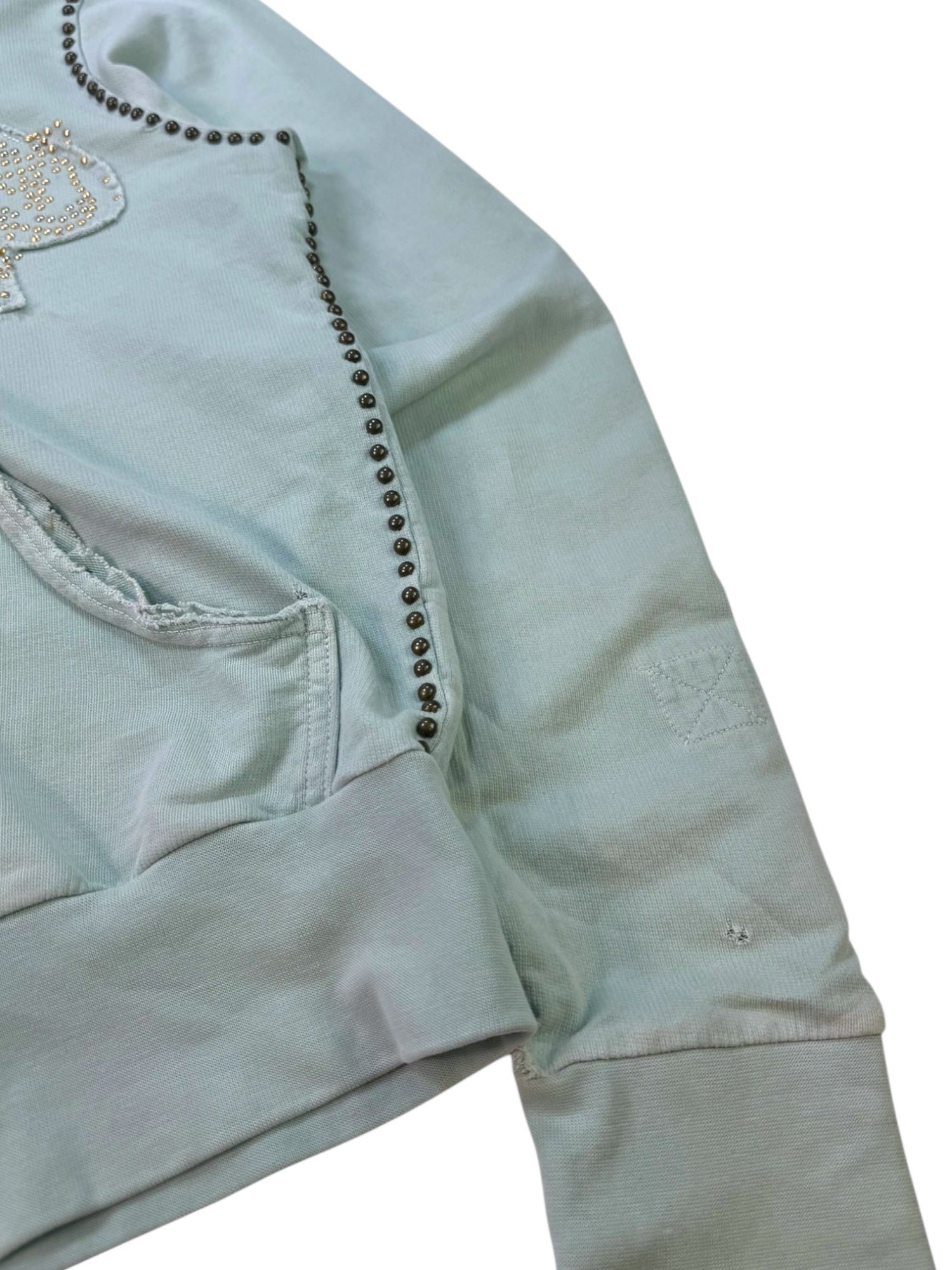 (S) Baby Blue Embellished Zip Up