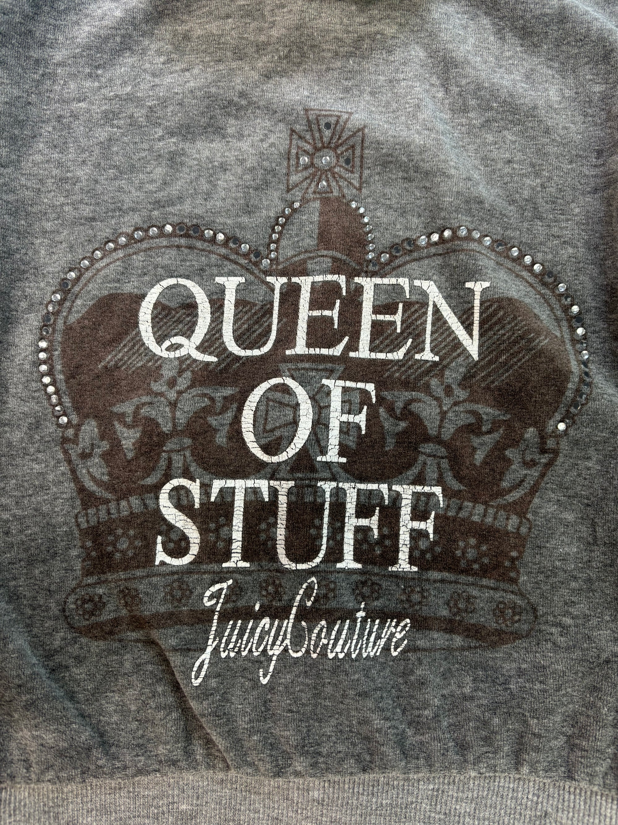 (M) Grey Embellished Juicy Couture Velour Zip-up Hoodie
