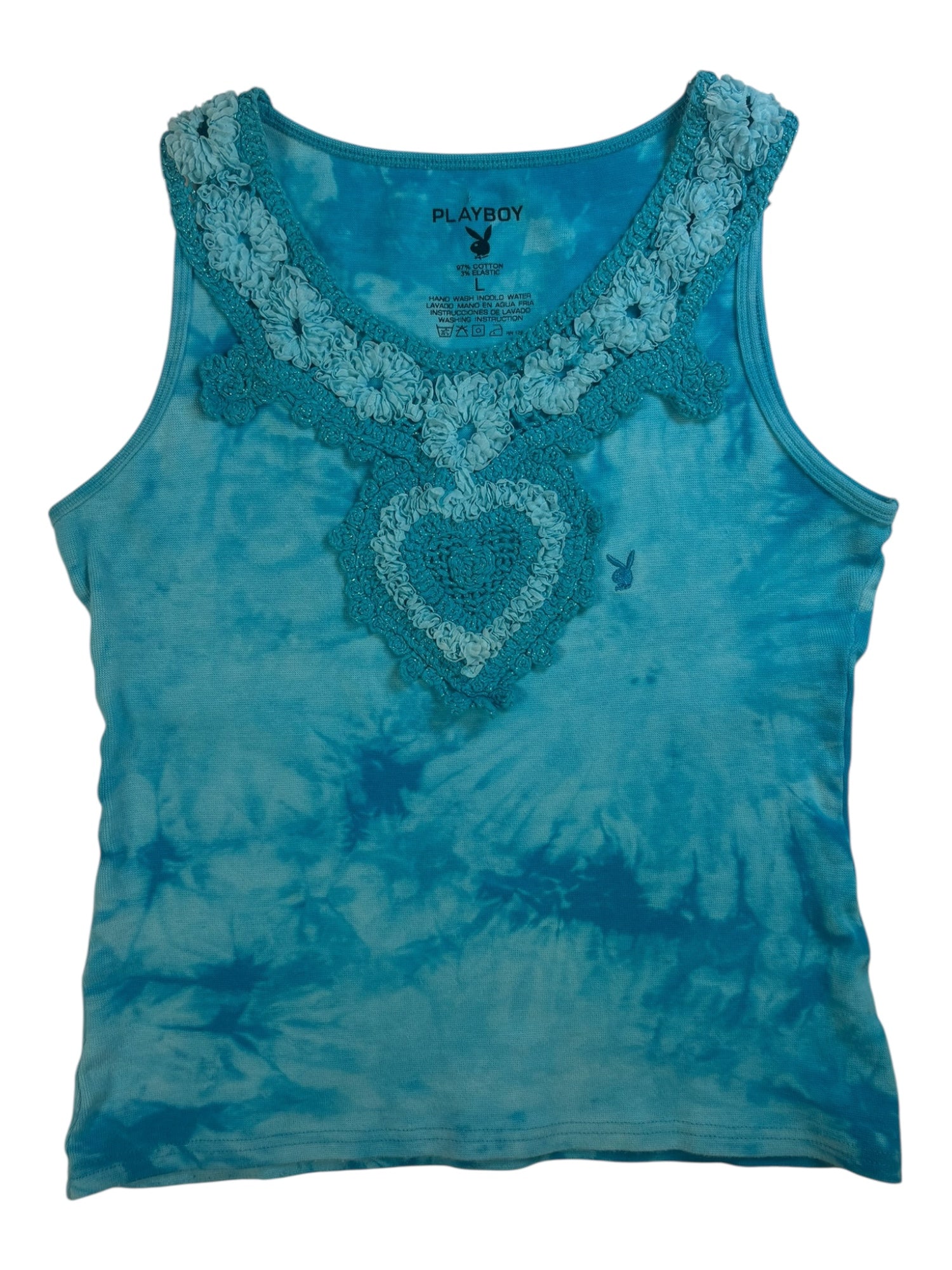 (M/L) Blue Tie Dye Playboy Tank