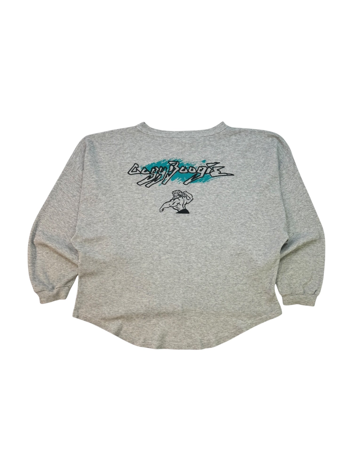 (XXL) Grey Waffle-knit Graphic Sweater