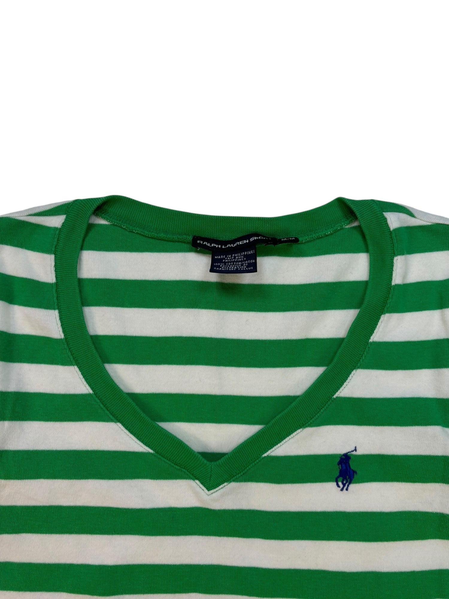 (M) Ralph Lauren Sport Green Striped Tee