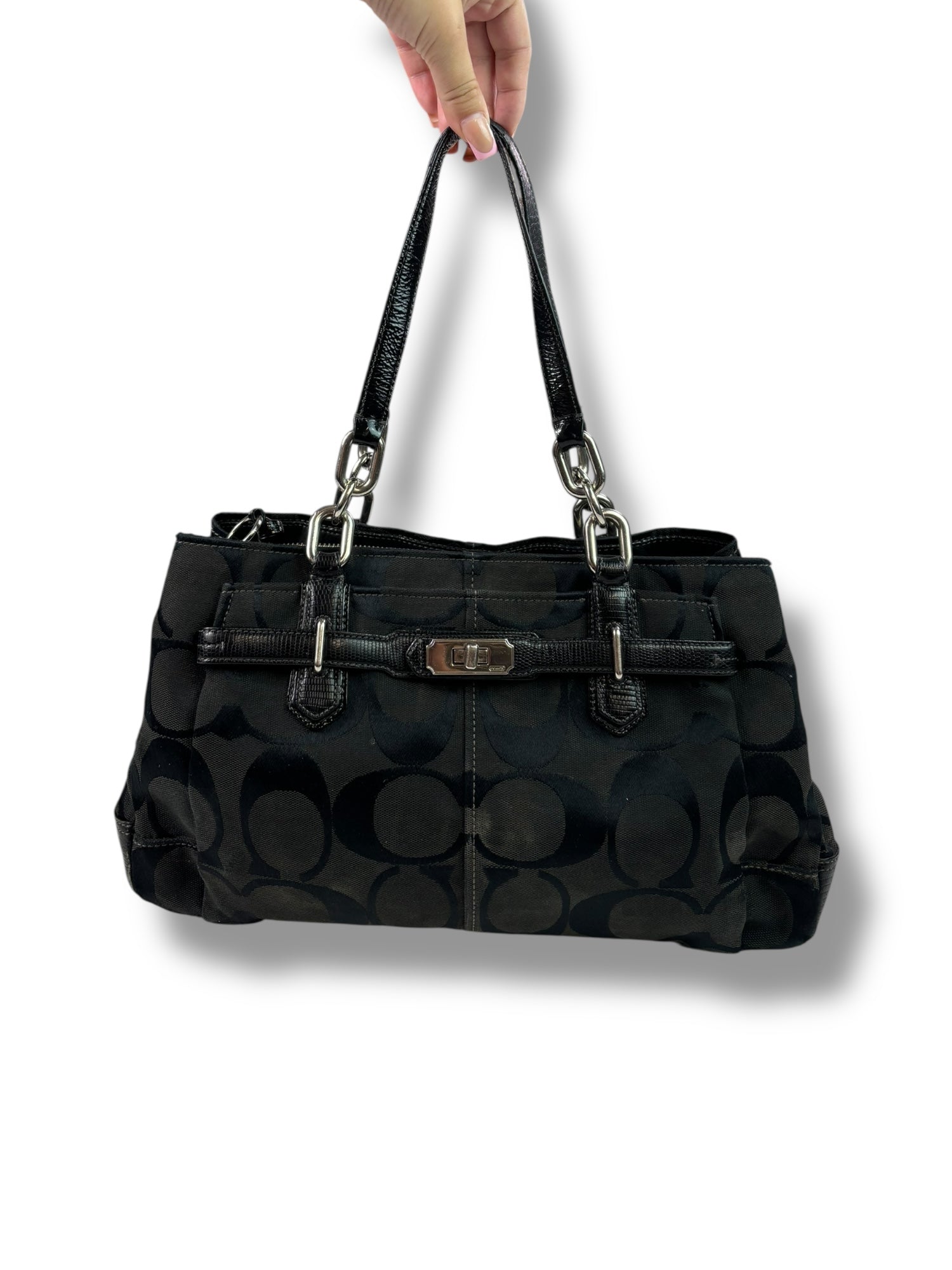 (O/S) Black Monogram Coach Shoulder Purse