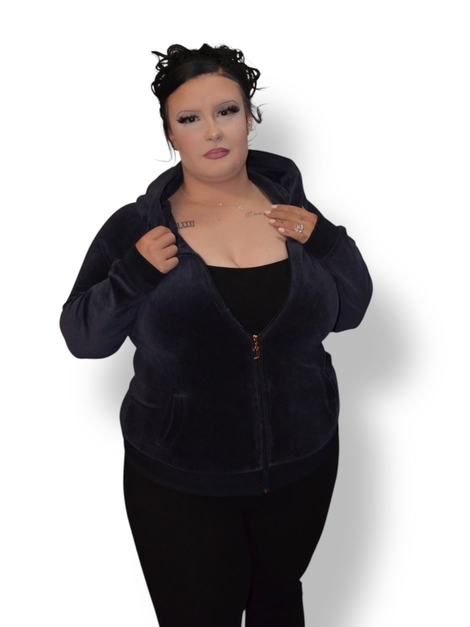 (XL) Midnight Blue with Sequin Graphic Juicy Couture Top