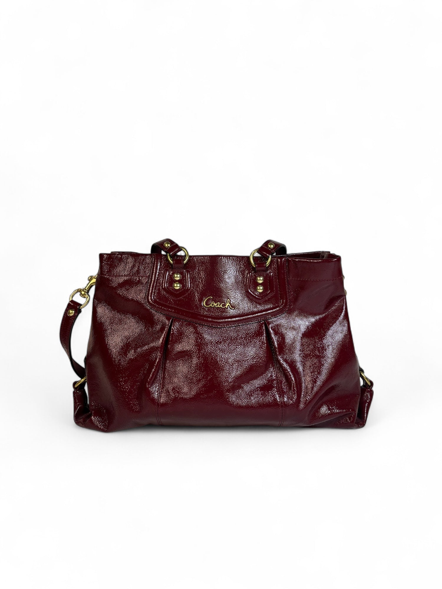 Dark Red Vintage Coach Patent Leather Handbag