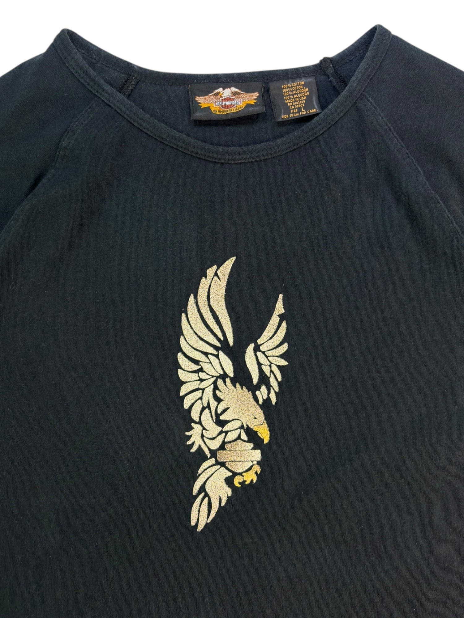 (L) Embellished Eagle Harley Davidson Tee