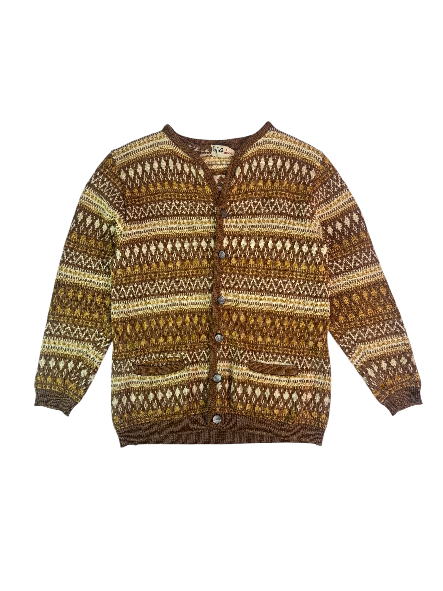 (M) Vintage Mustard Yellow Wool Button-up Cardigan