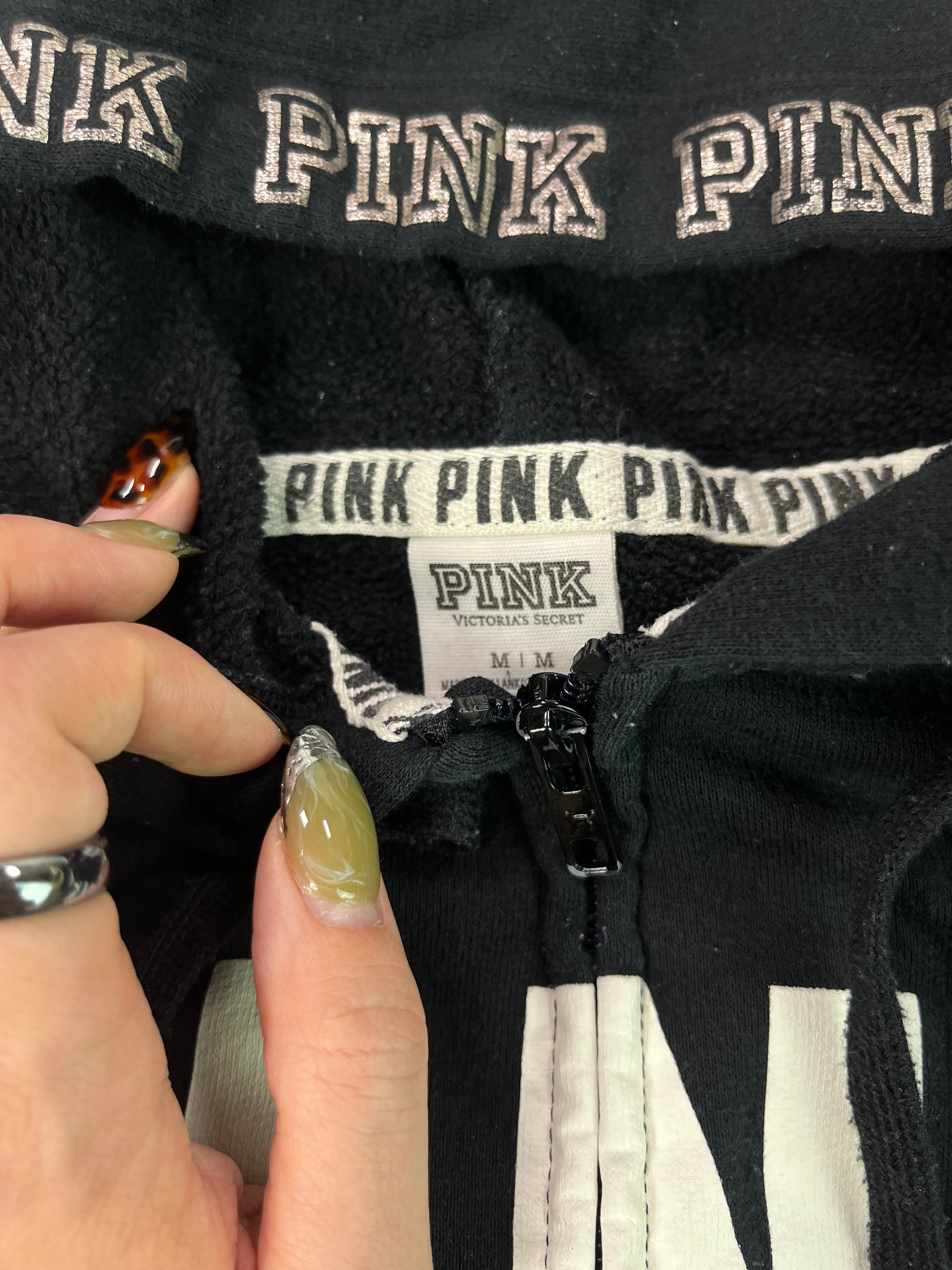 (M) VS Pink Black Zip Up Hoodie