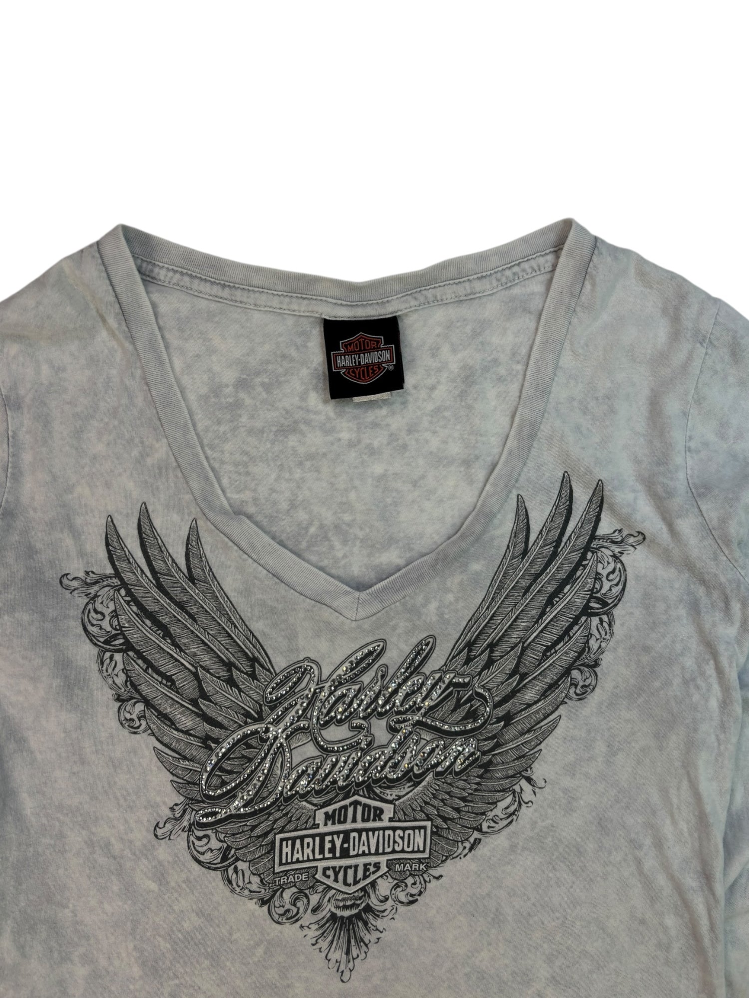 (M) Harley Davidson Embellished Angel Wing Longsleeve