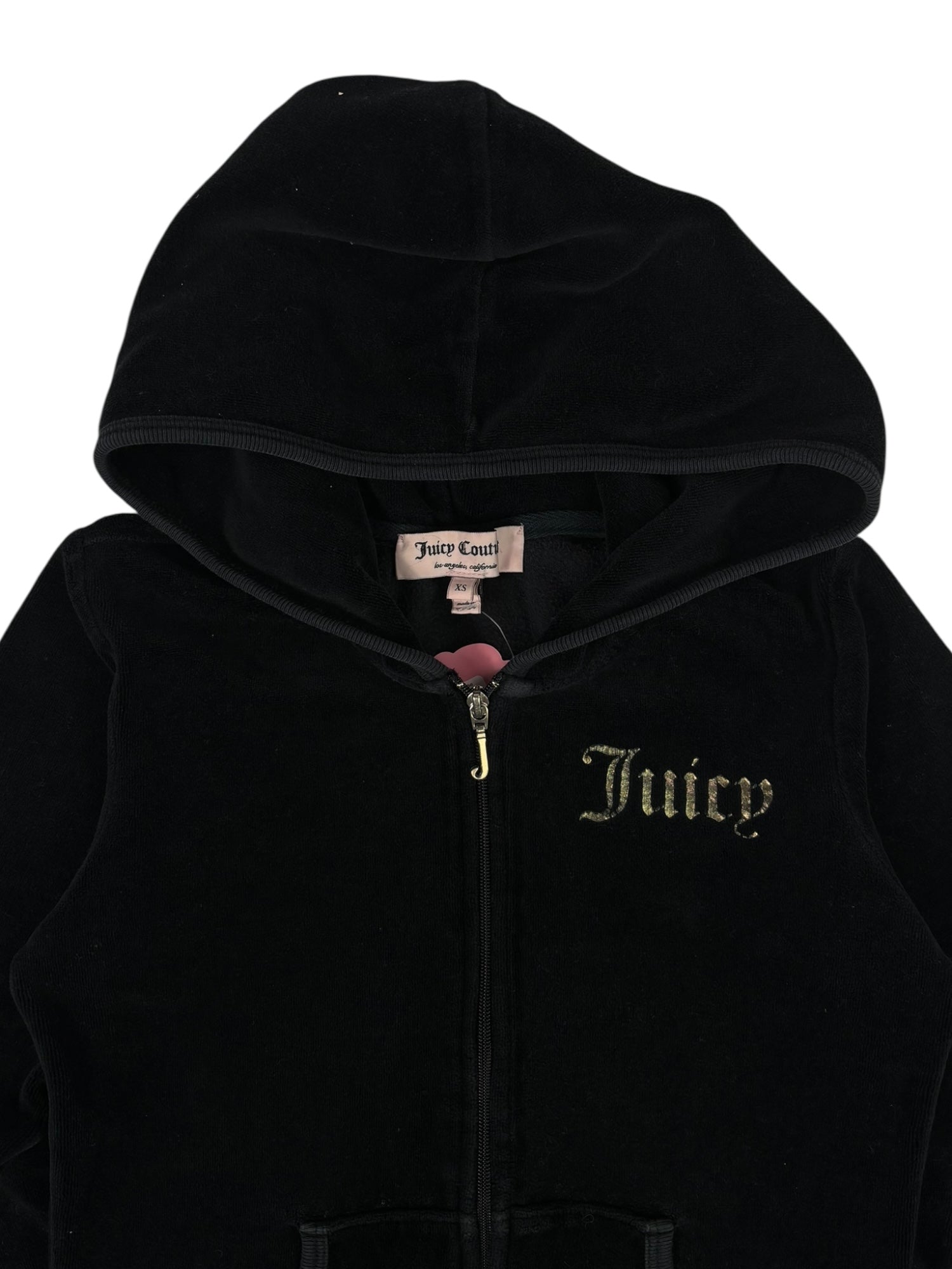 (XS) Black Juicy Couture Velour Zip-up Hoodie