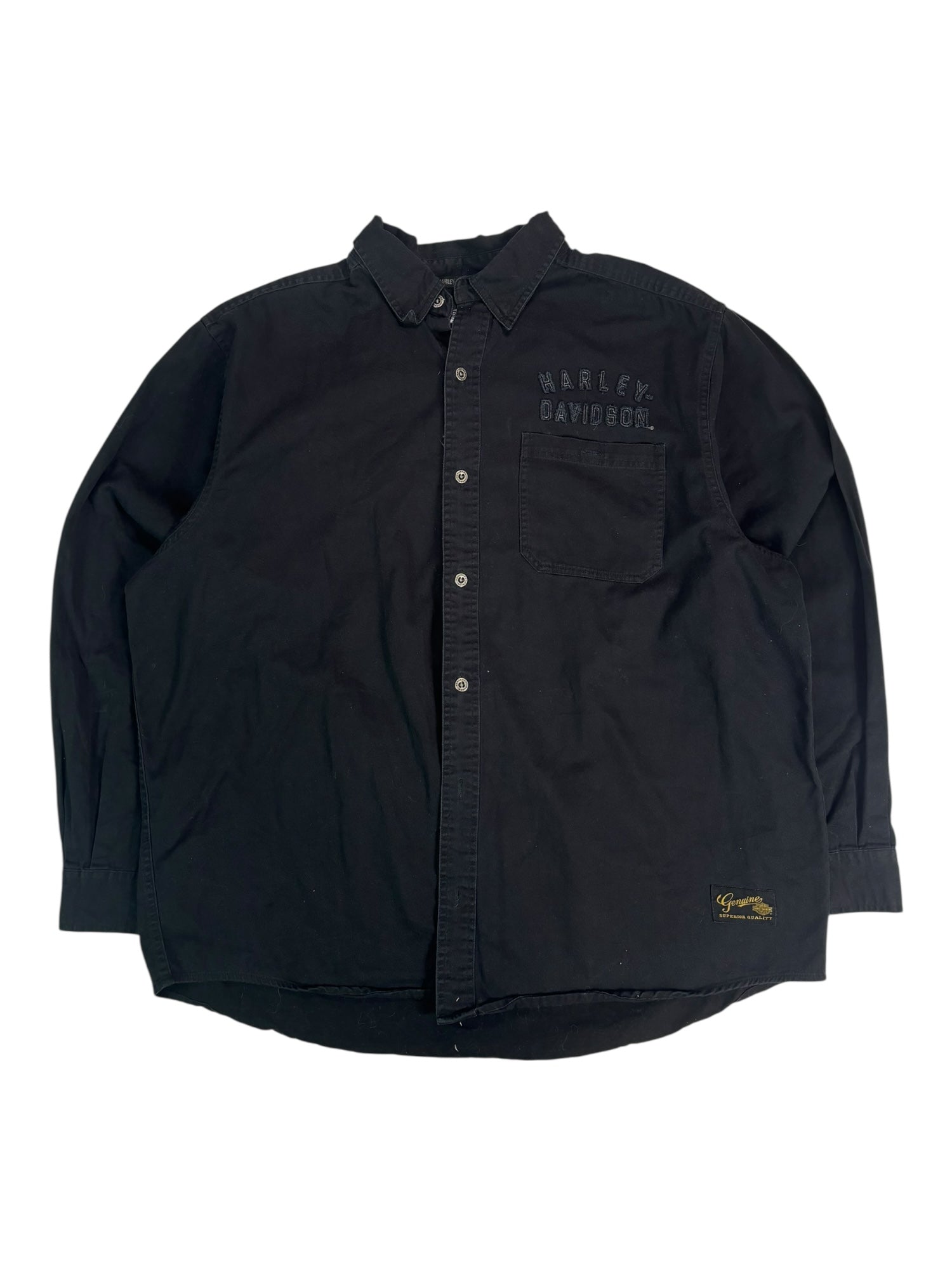(XXL) Black Harley Davidson Button-up Long Sleeve