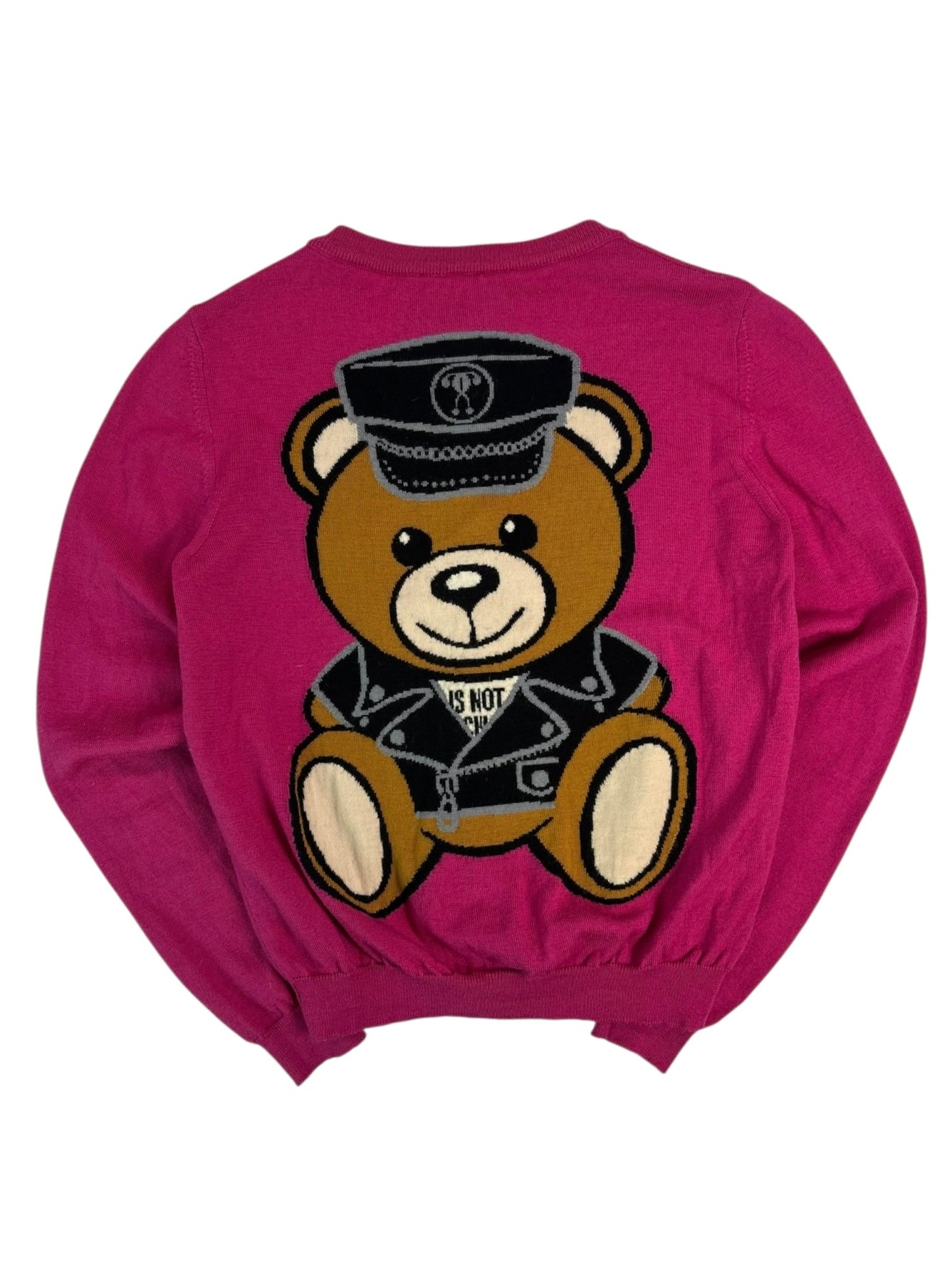 (S) Pink MOSCHINO Bear Button-up Sweater
