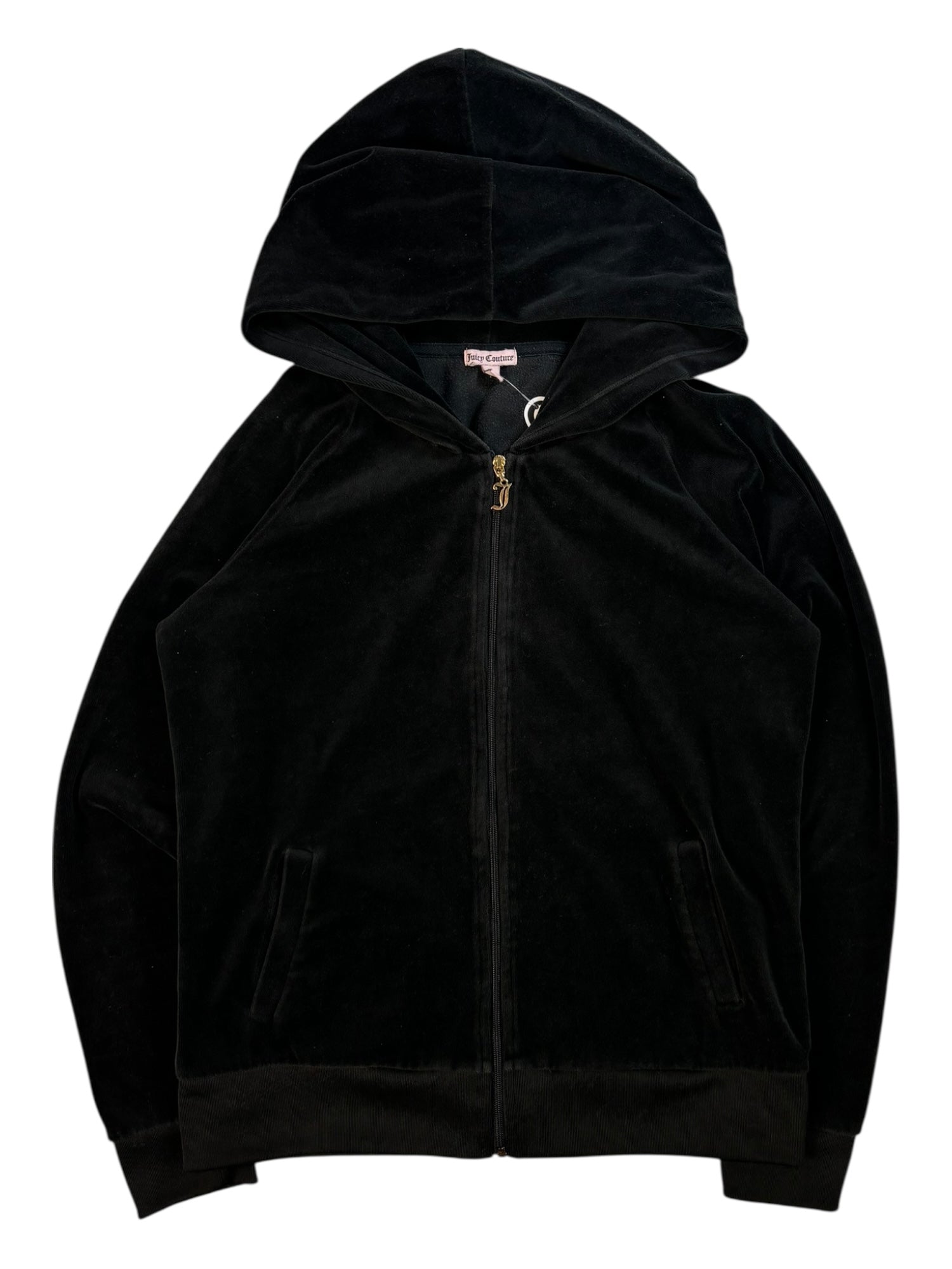 (S) Black Printed Juicy Couture Velour Zip Up Hoodie