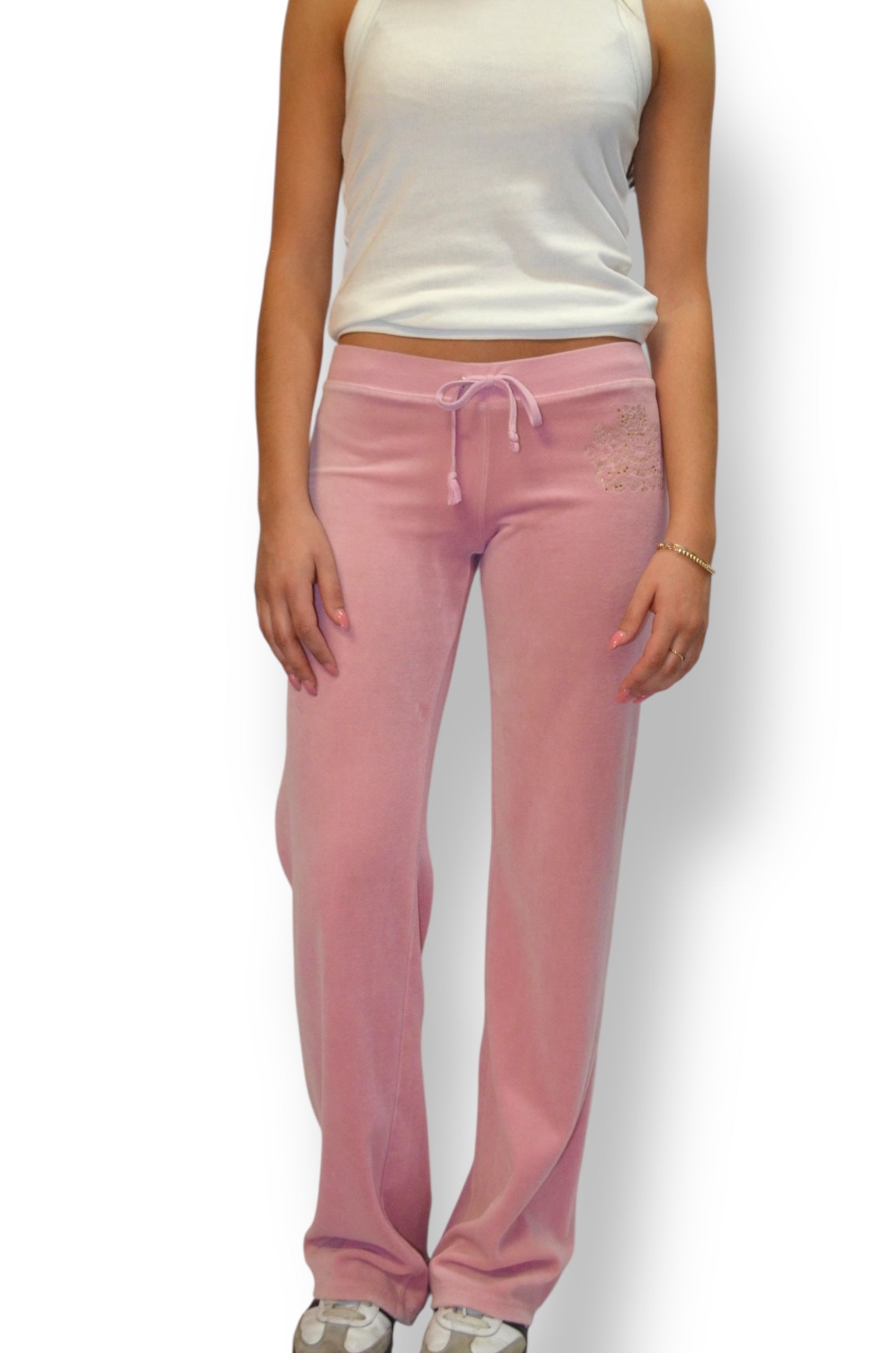(S) Baby Pink Embellished Juicy Couture Velour Pants
