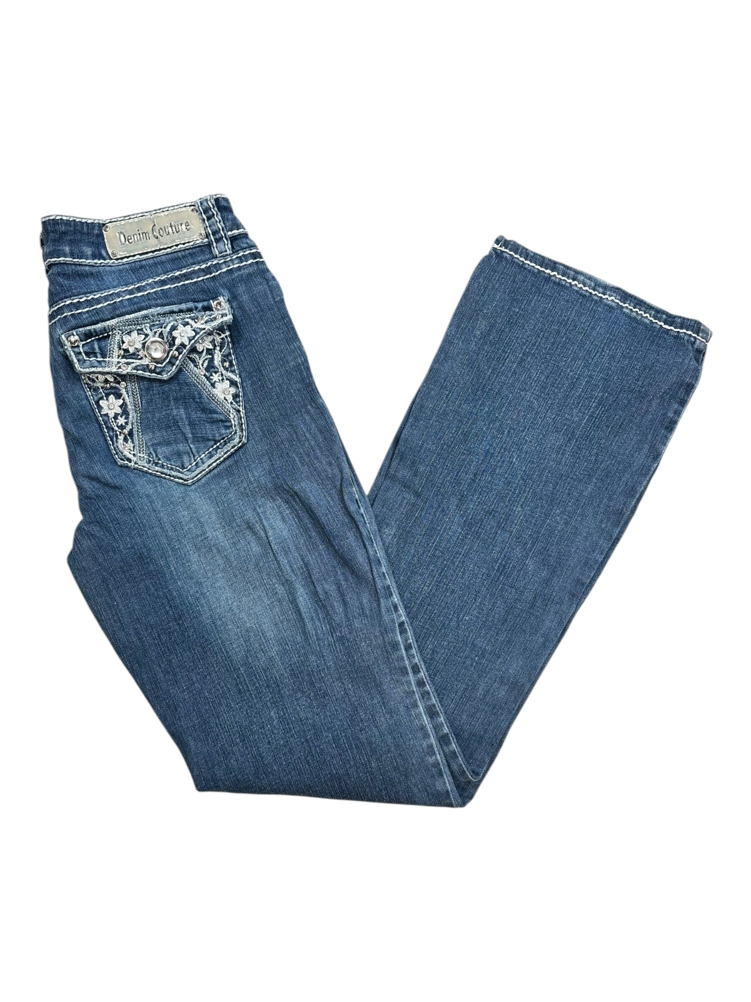 (28) Denim Couture Bootcut Embellished Jeans