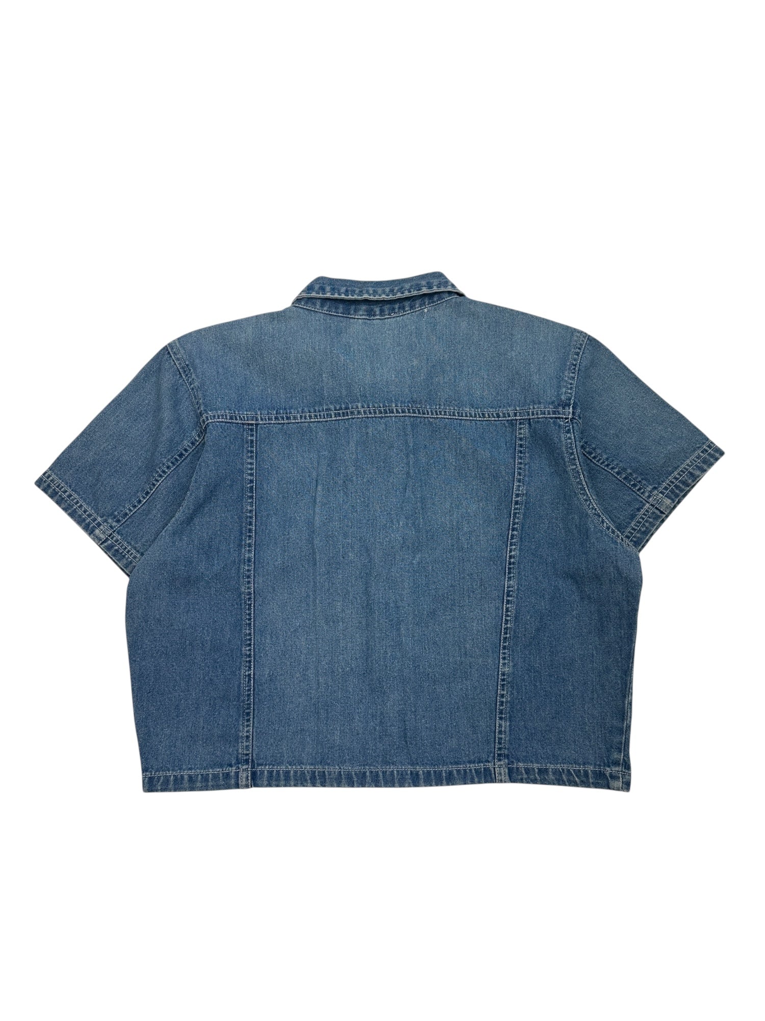 (S) Vintage Cropped Zip Denim Blouse
