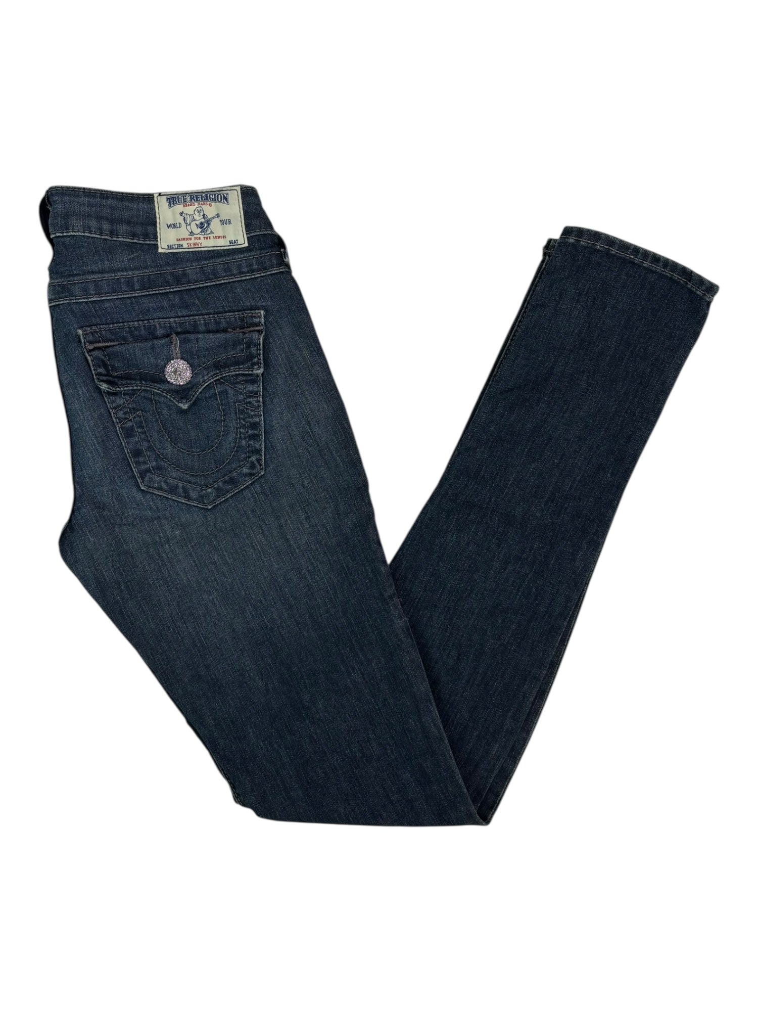 (28) True Religion Skinny Jeans with Pink Sparkle details