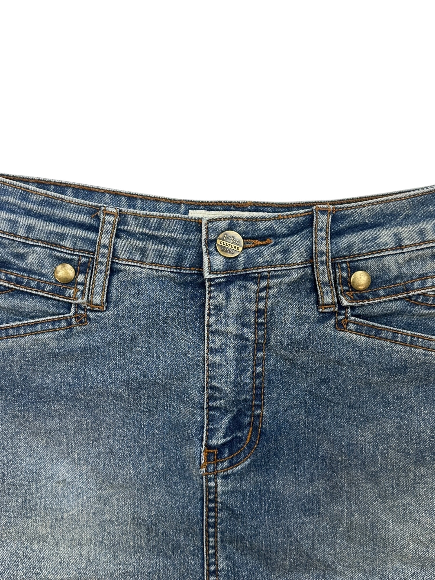 (28) T+BC Mid Length Denim Skirt