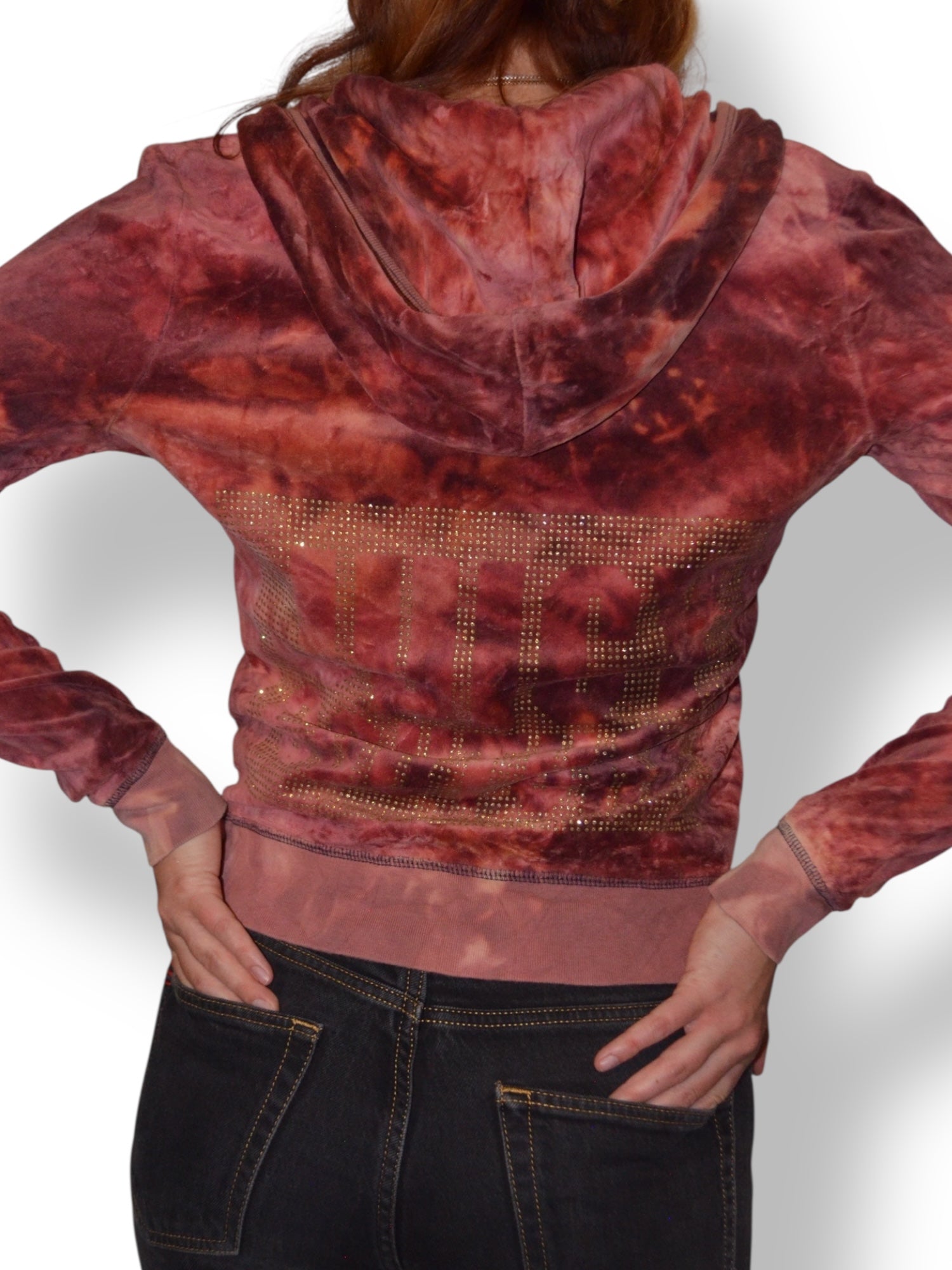 (M) Red-Orange Tie-Dye Juicy Couture Zip-up Hoodie