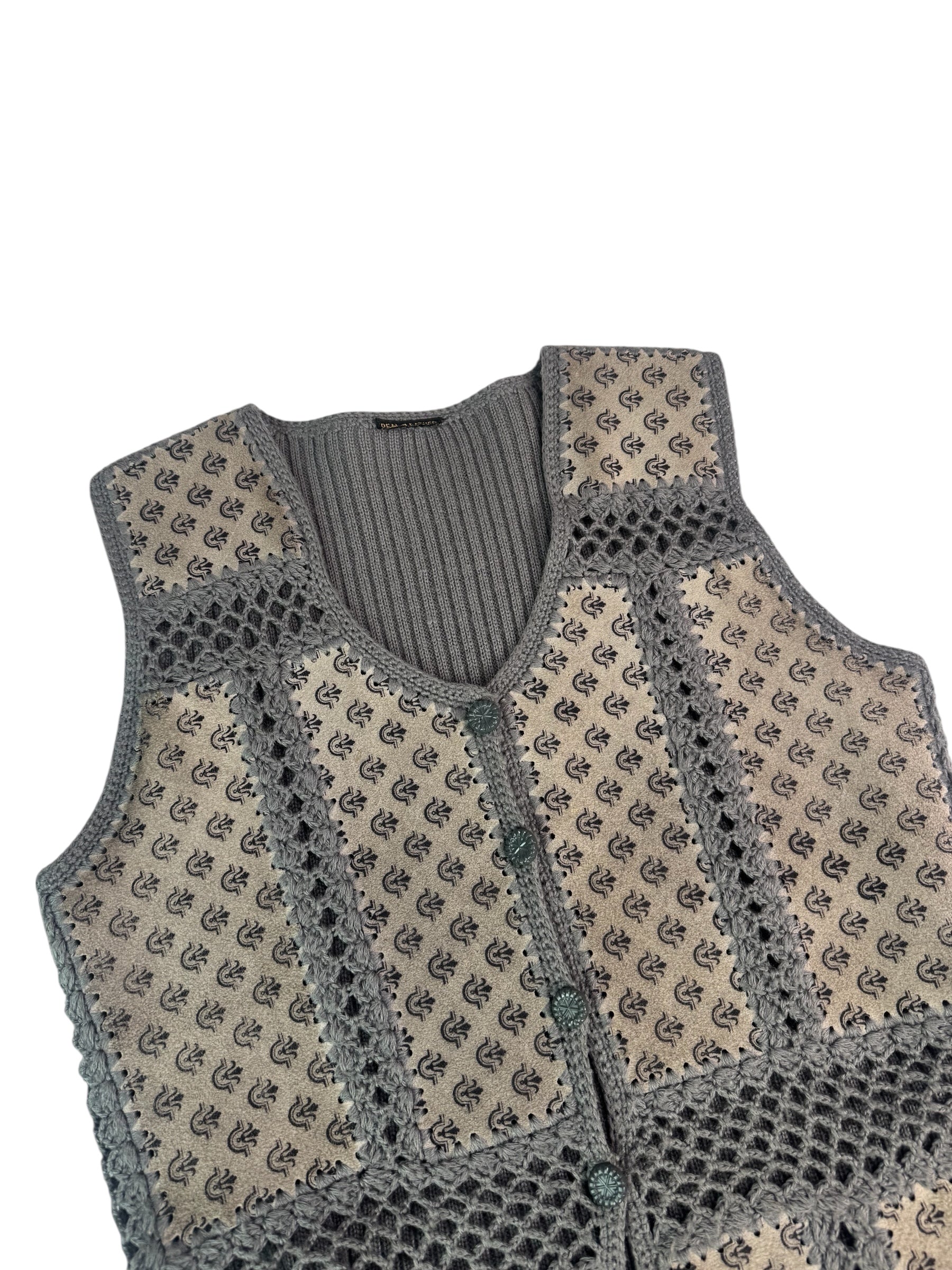 (S) Grey Leather and Knit Vest