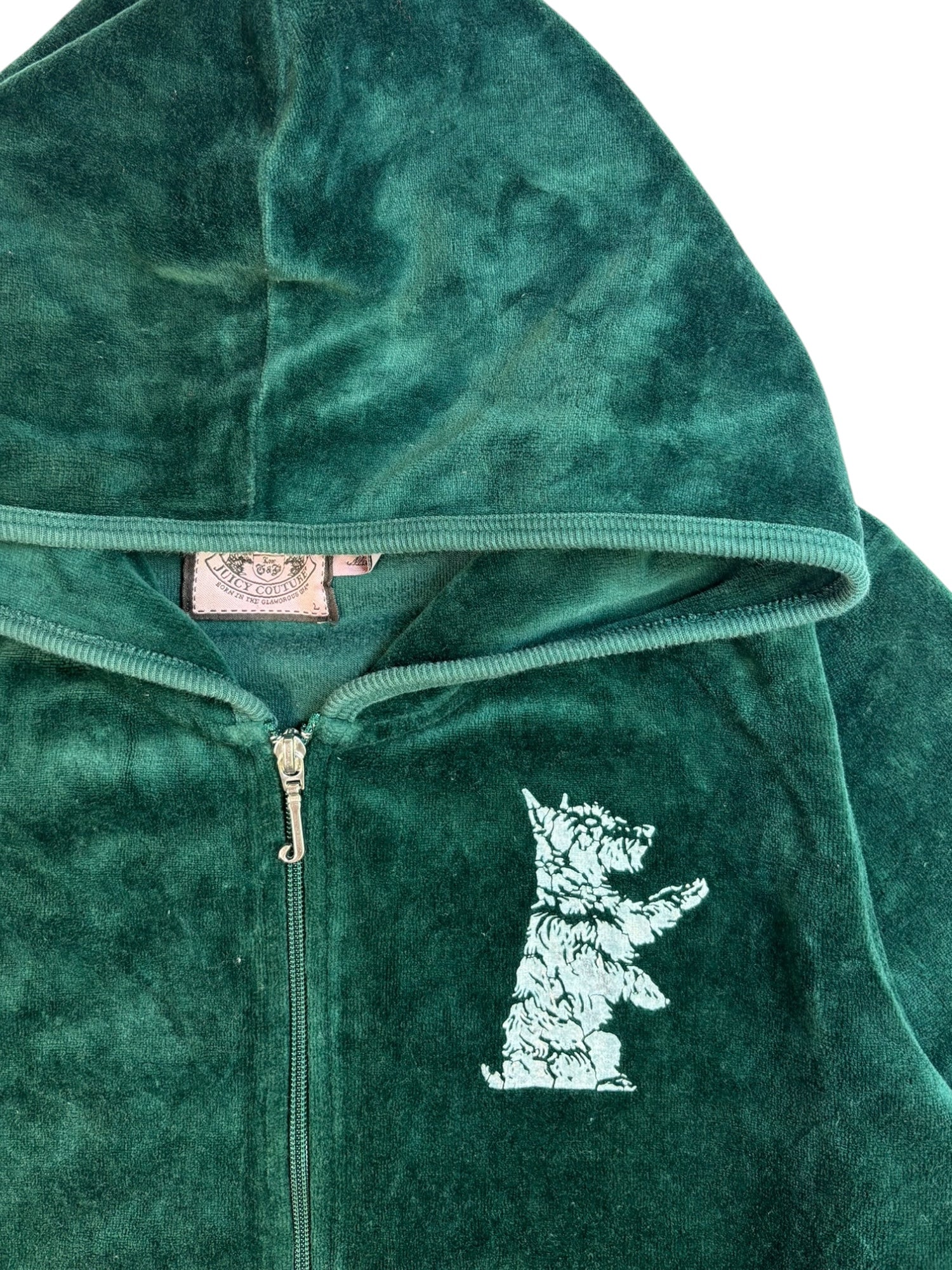 (M) Dark Green Couture Royalty Juicy Couture Zip-up Hoodie