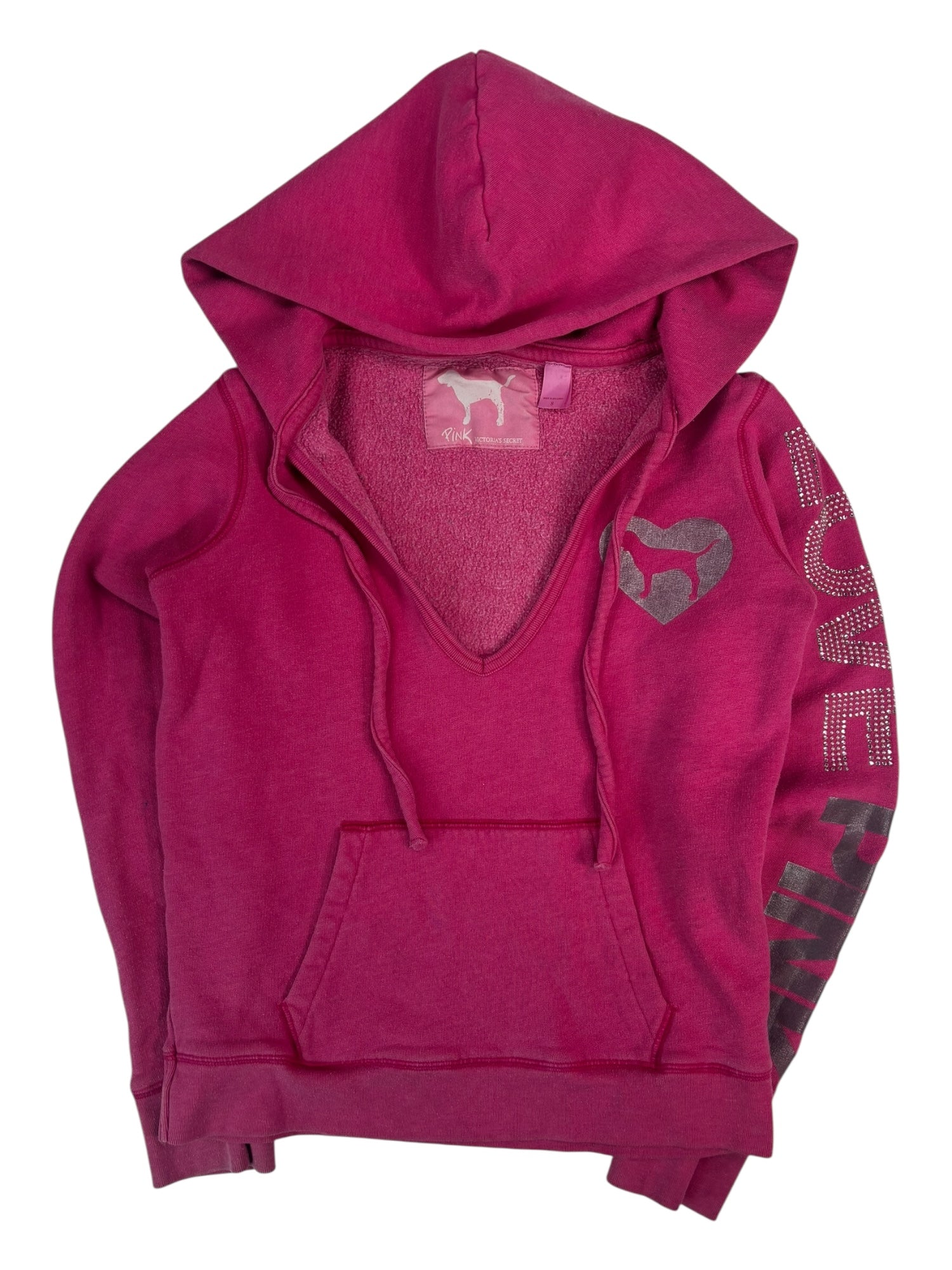 (S) LOVE PINK Embellished V-neck Hoodie