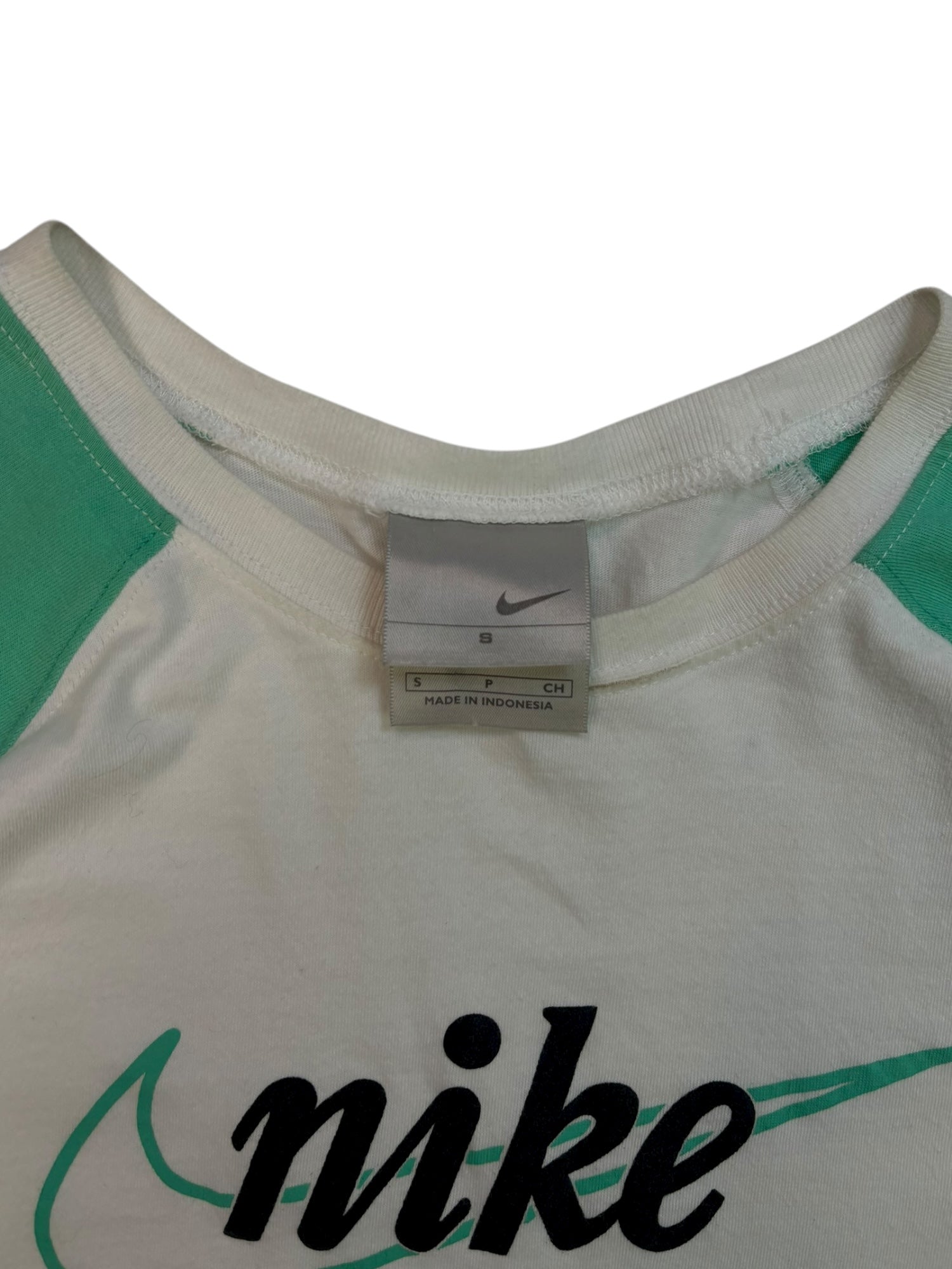 (S) White & Teal Nike Baseball Tee