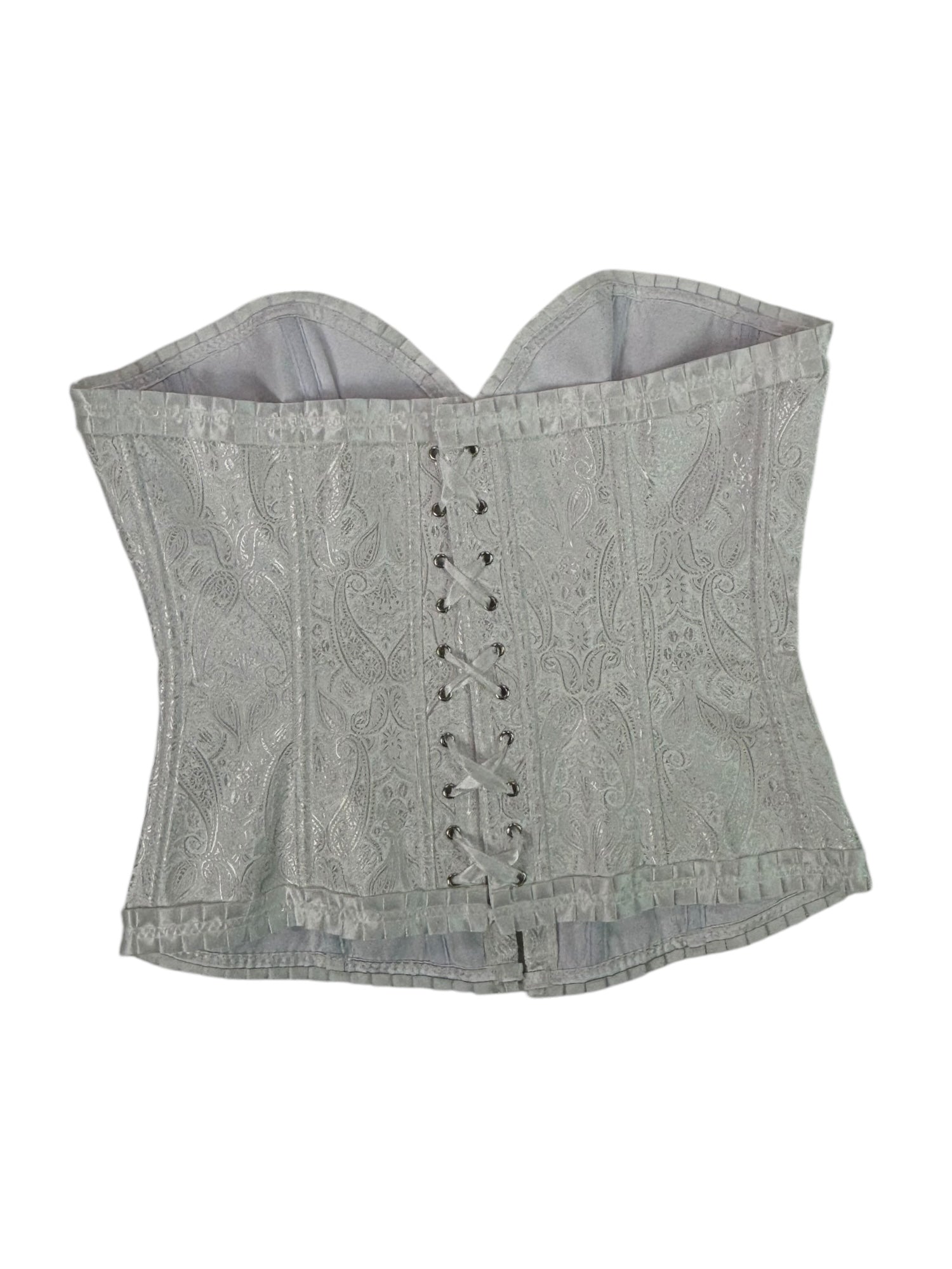(XL) White Paisley Detail Corset