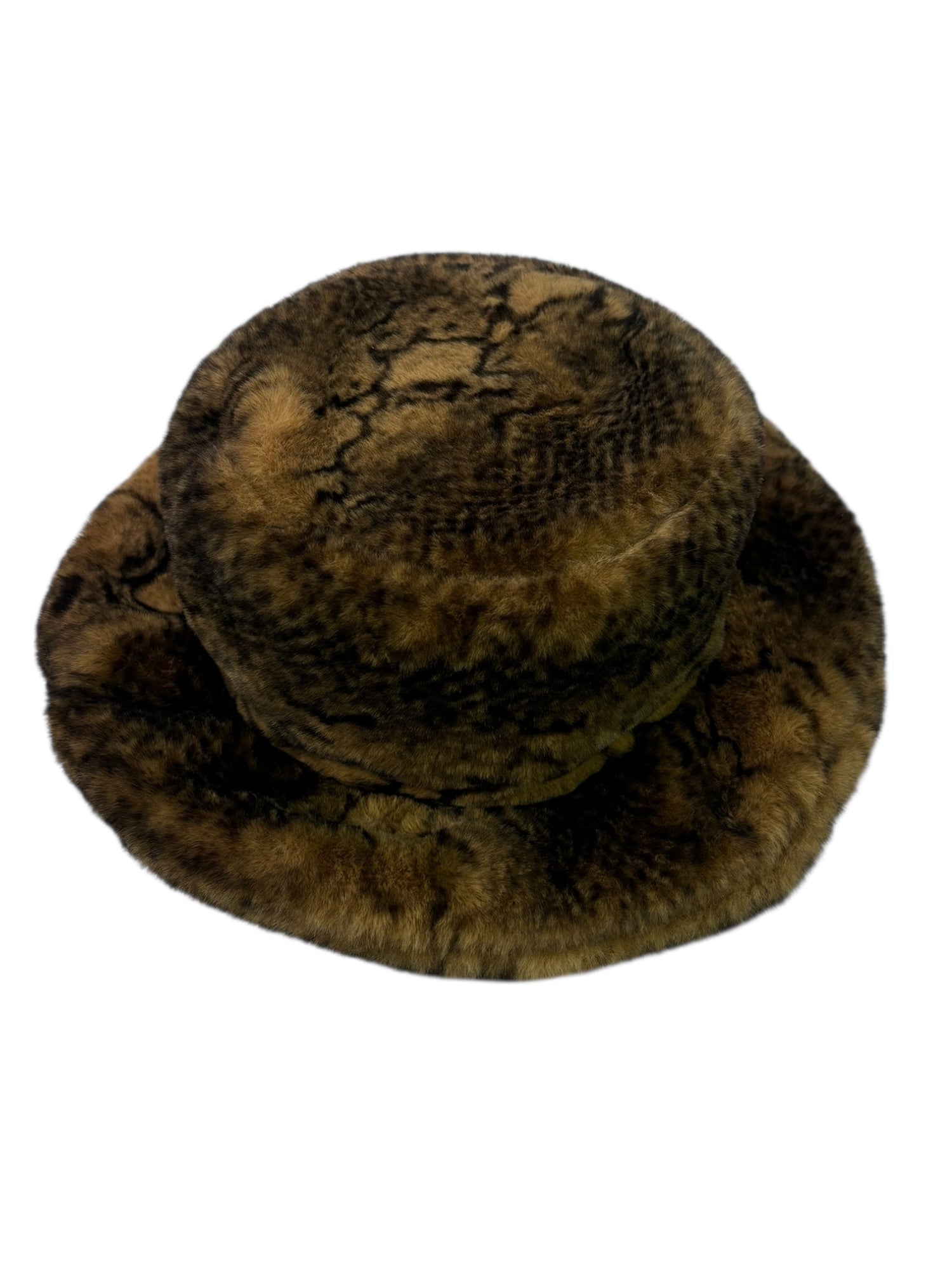(O/S) La Carrie Fuzzy Wide Brim Faux Fur Bucket Hat