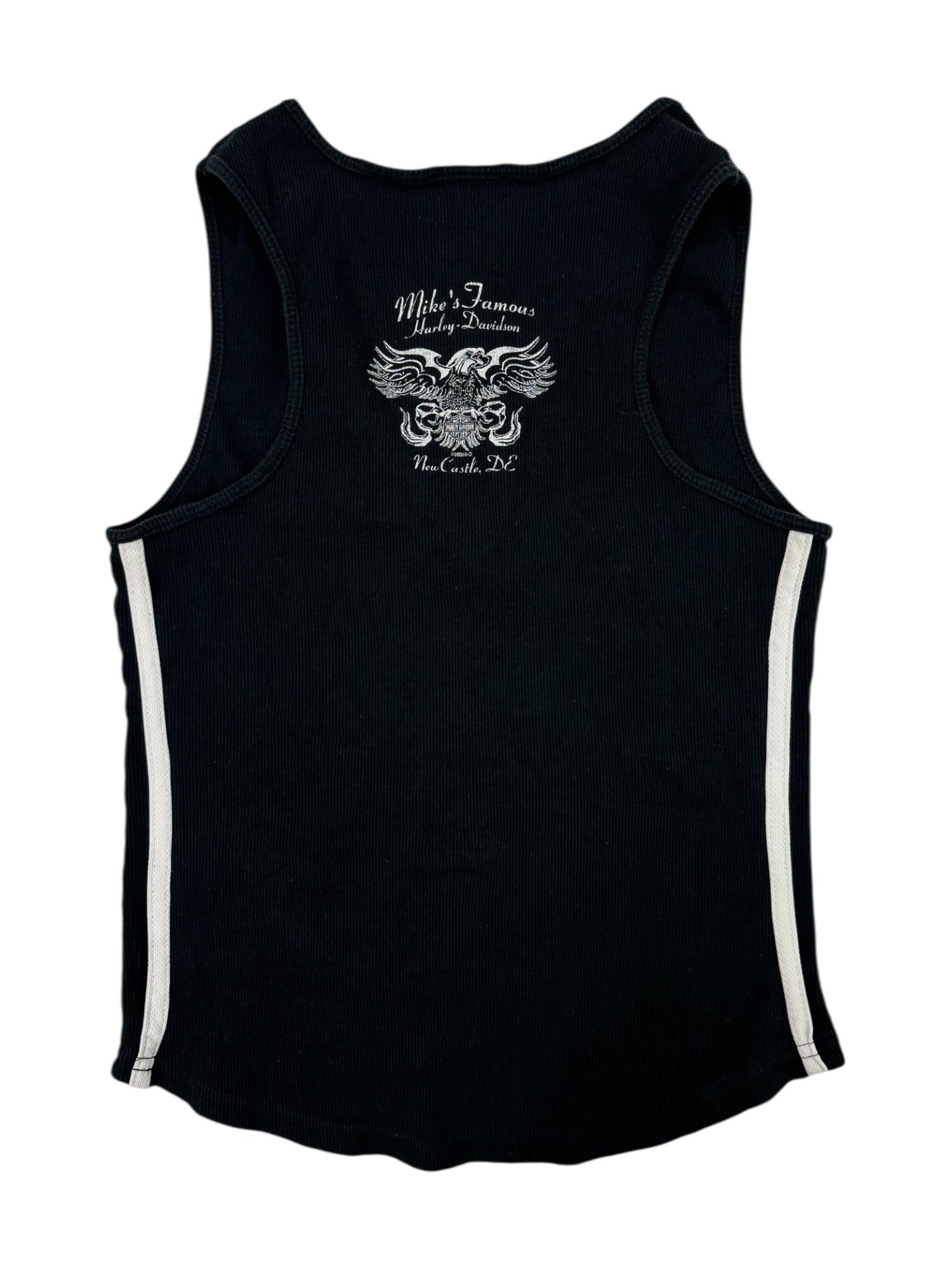 (M) Harley Davidson Black with White Stripes Tank