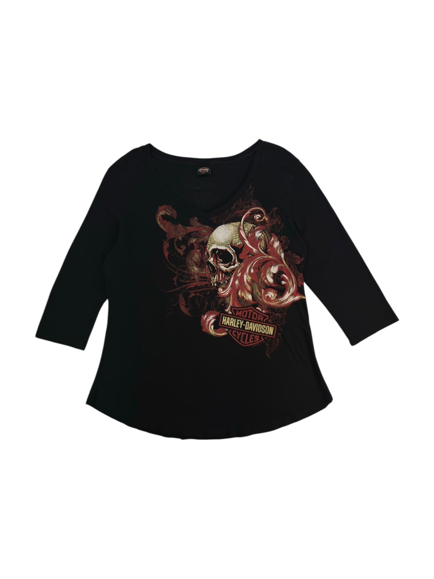 (M) Gasoline Alley Red Deer 3/4 Sleeve Harley Davidson Tee