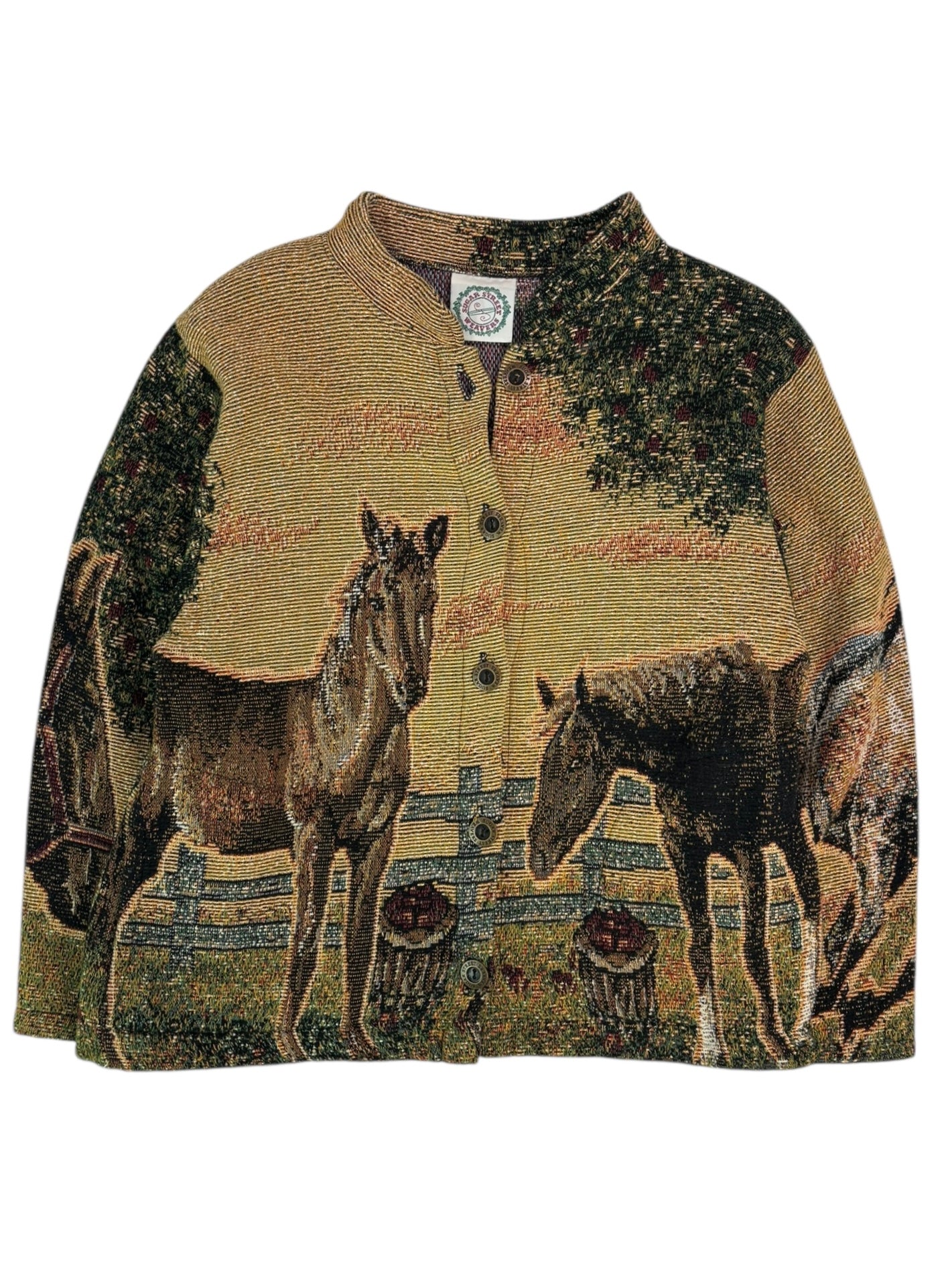 (M) Knit Horse Button-up Sweater