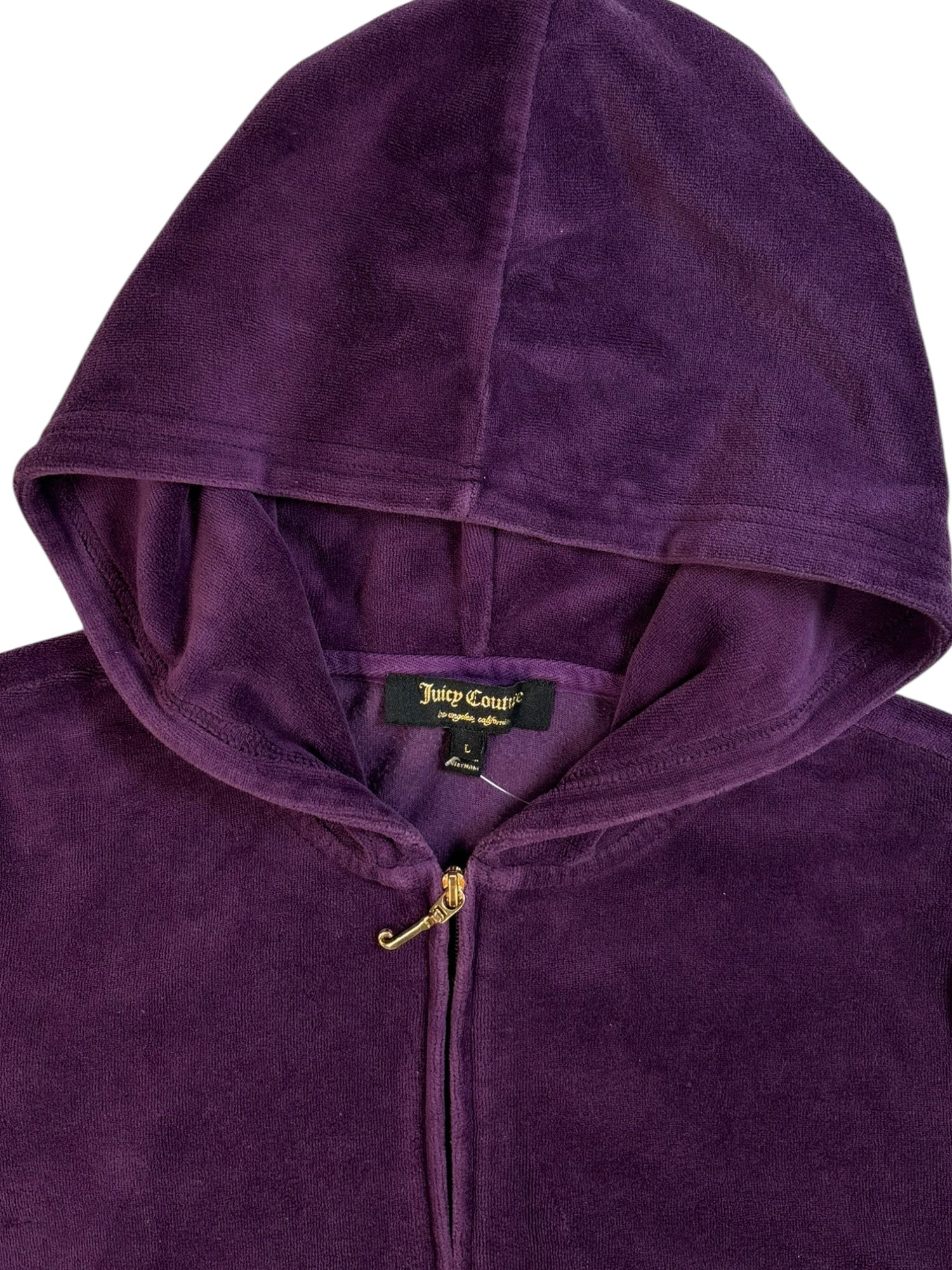 (M) Dark Purple Embellished Juicy Coture Velour Zip-up Hoodie