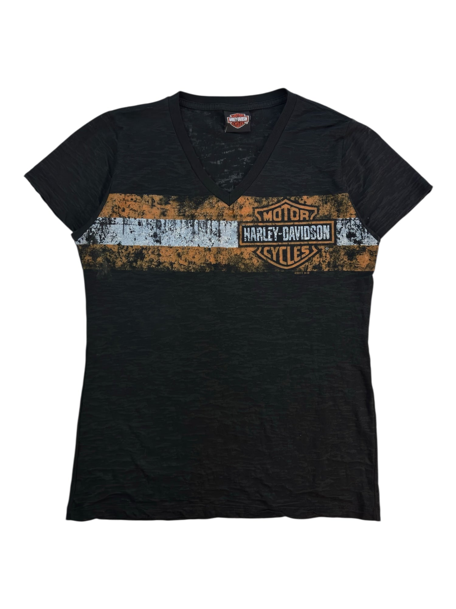 (M) Black Harley Davidson Burn-out Style Tee