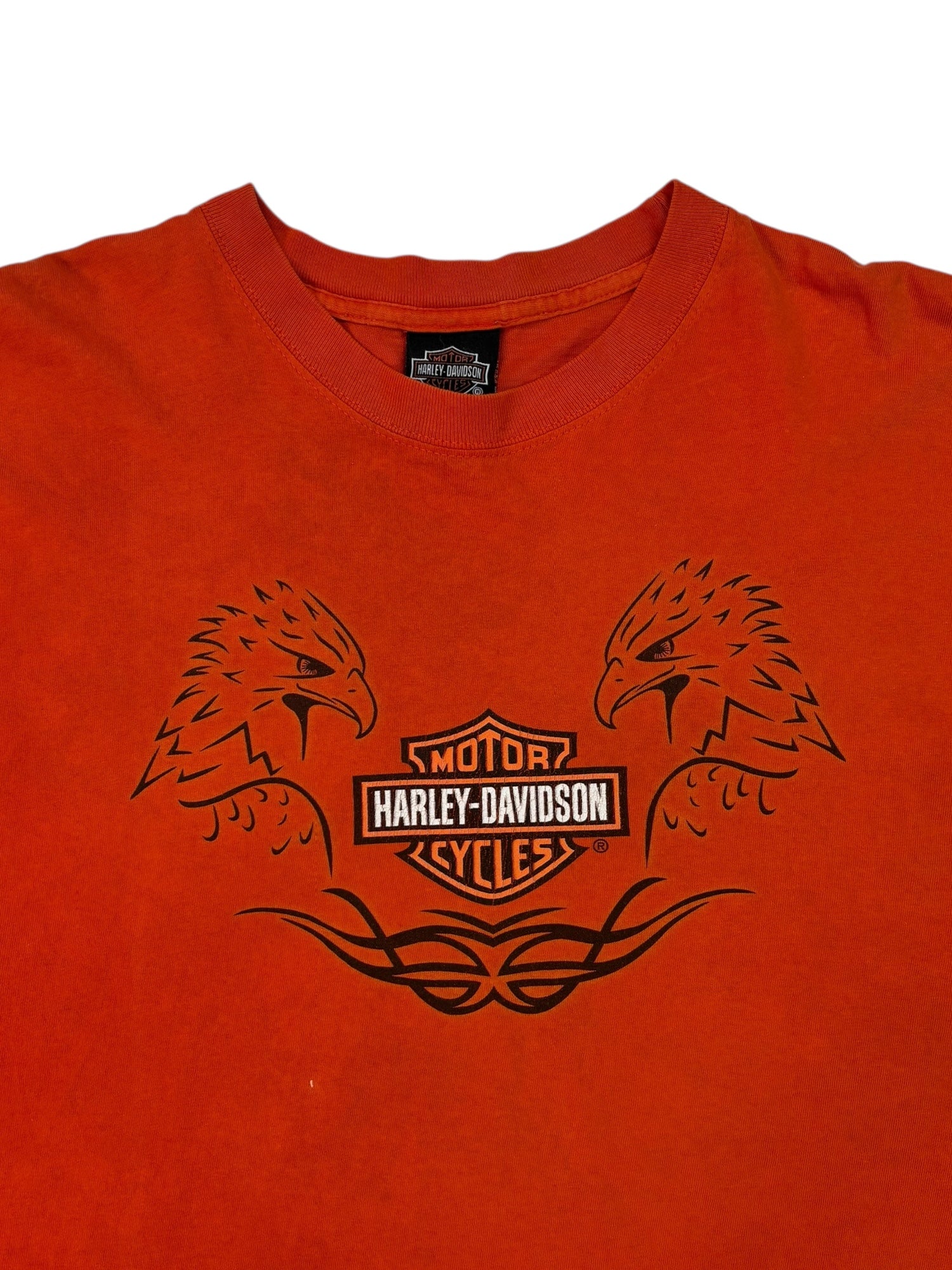 (XXL) Orange Harley Davidson Double Eagle Graphic Tee