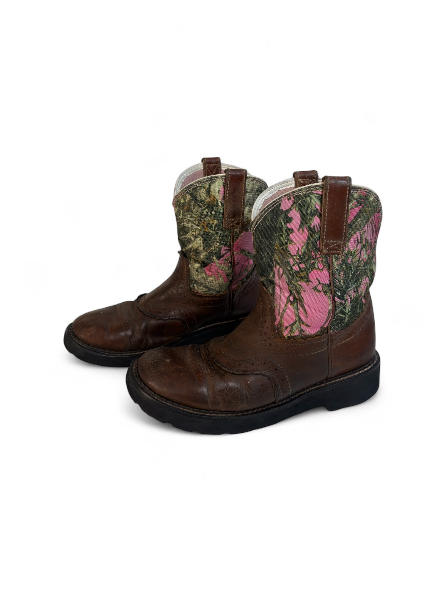 (7.5) Ariat Pink & Camo Cowboy Boots