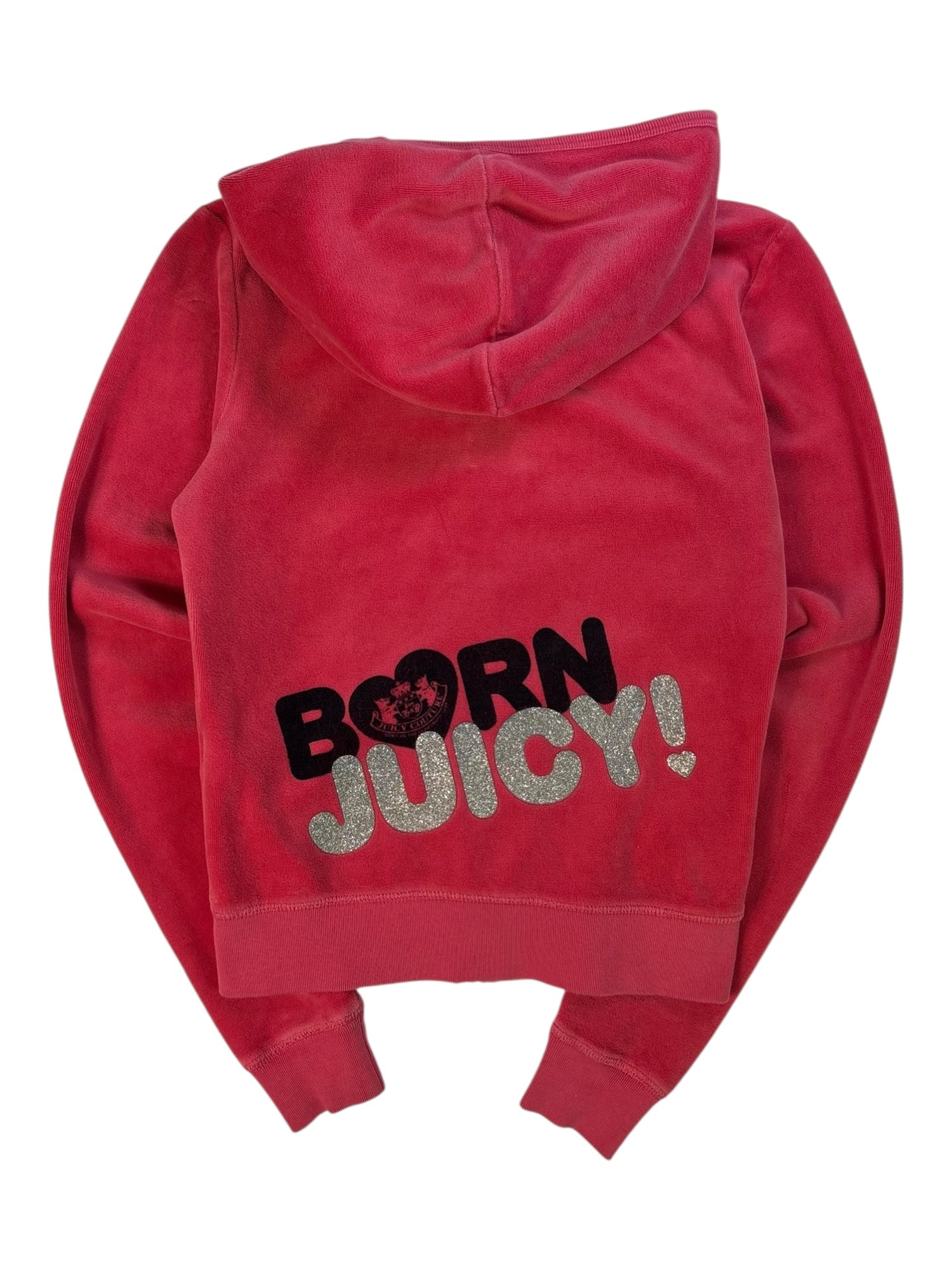 (S) Hot Pink Born Juicy Couture Velour Zip-up Hoodie