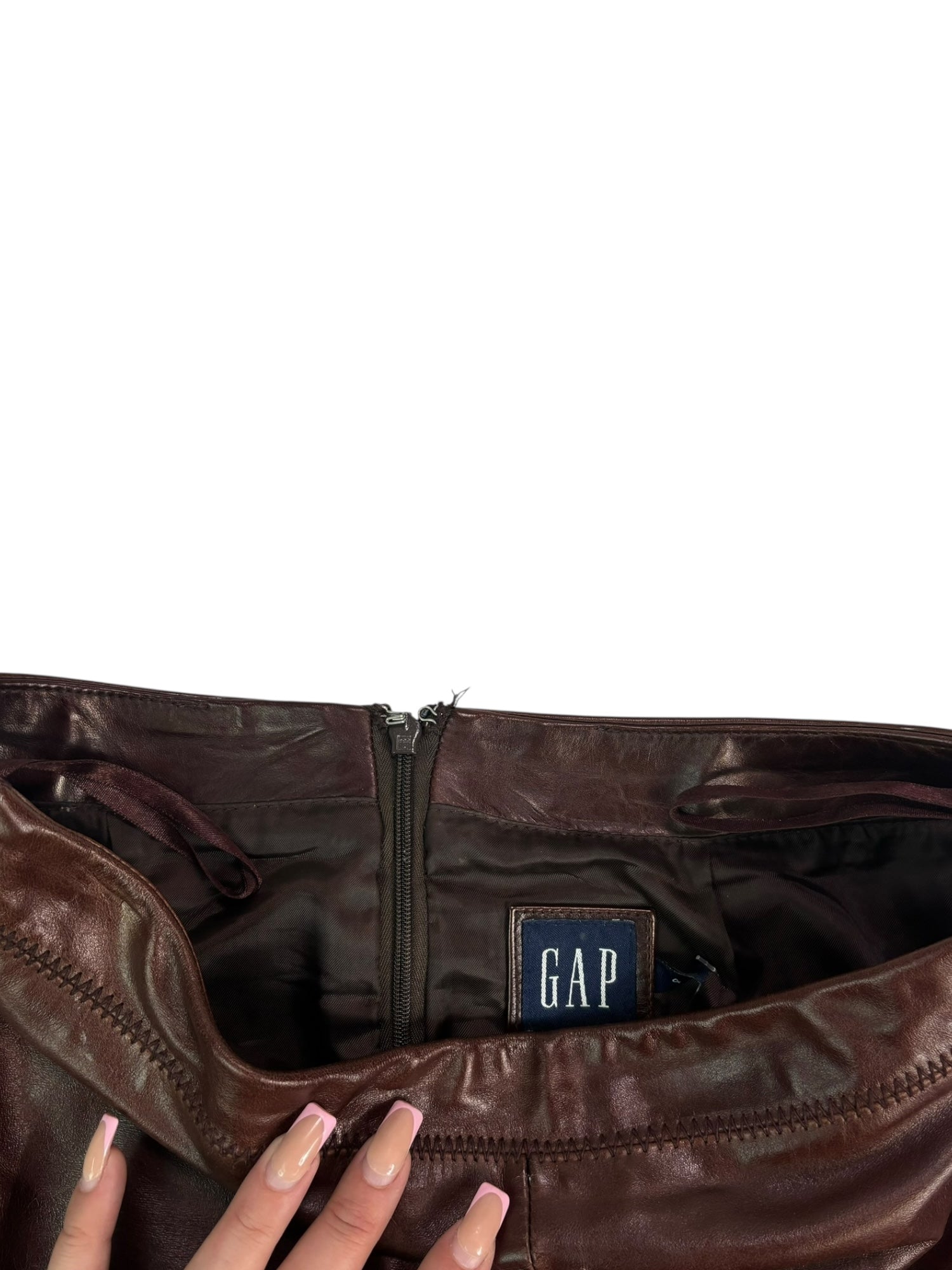 (27) Gap Brown Leather Midi Skirt