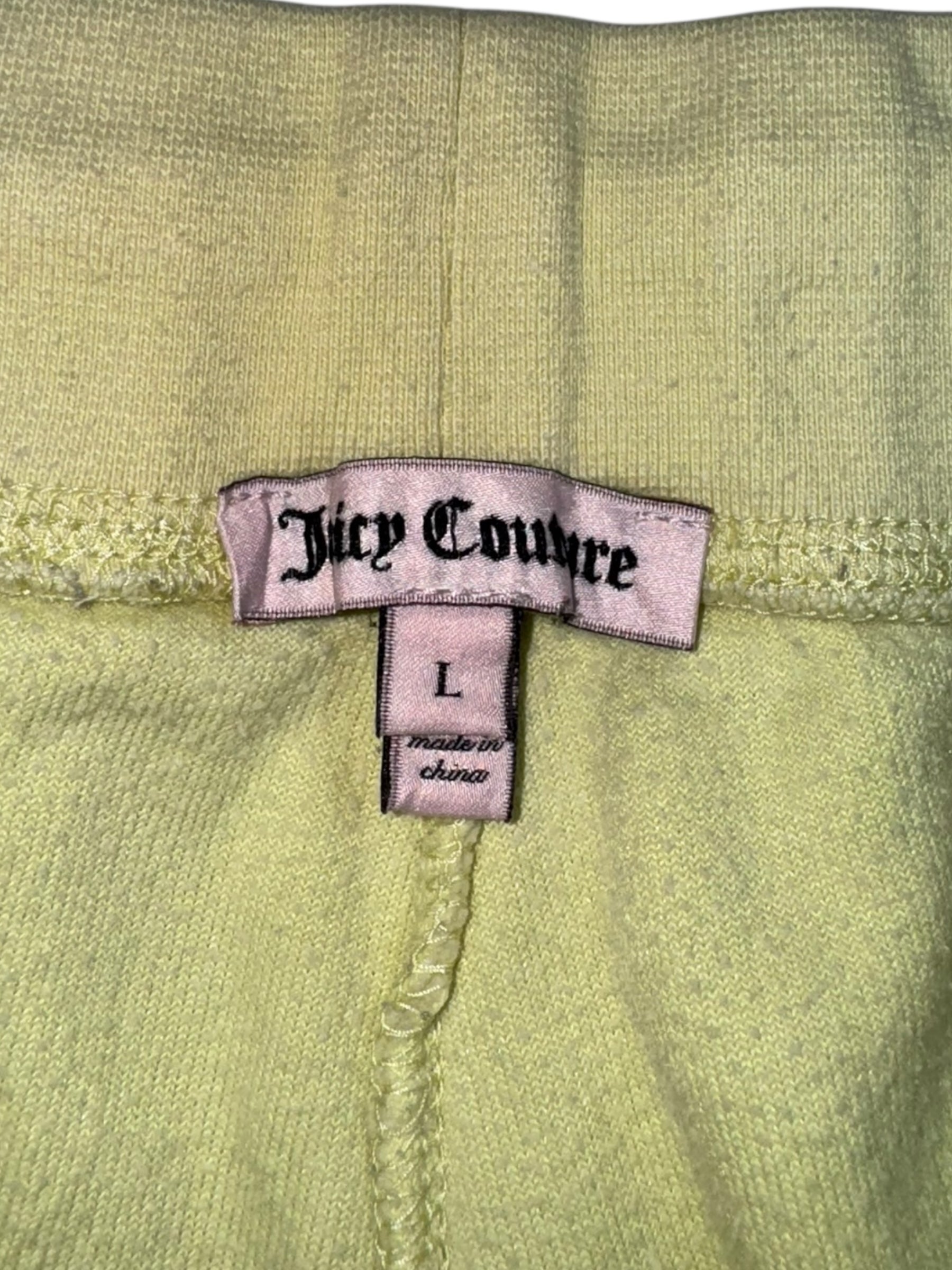(M) Butter Yellow Printed Juicy Couture Velour pants